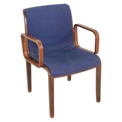 1971 Bill Stephens per Knoll Sedia da pranzo serie 1300 in tessuto blu e noce