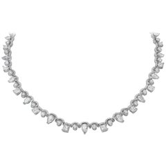 19.71 Carat Pear Princess Brilliant Diamond 18 Karat White Gold Collar Necklace