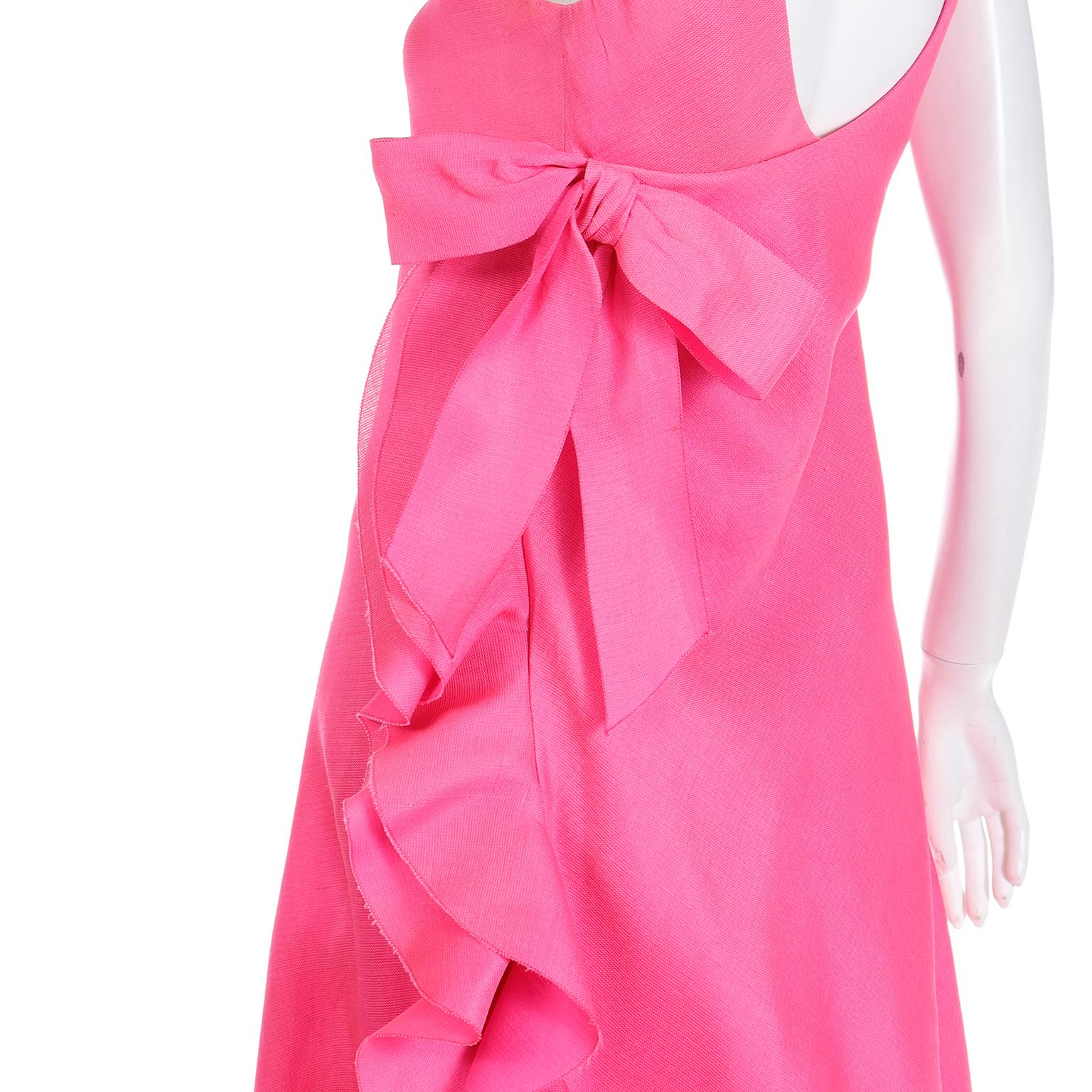 1971 Christian Dior Haute Couture Pink Ruffled Runway Evening Dress Grace Kelly  13