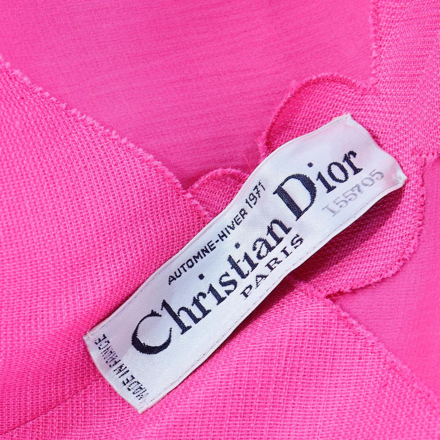 1971 Christian Dior Haute Couture Pink Ruffled Runway Evening Dress Grace Kelly 14