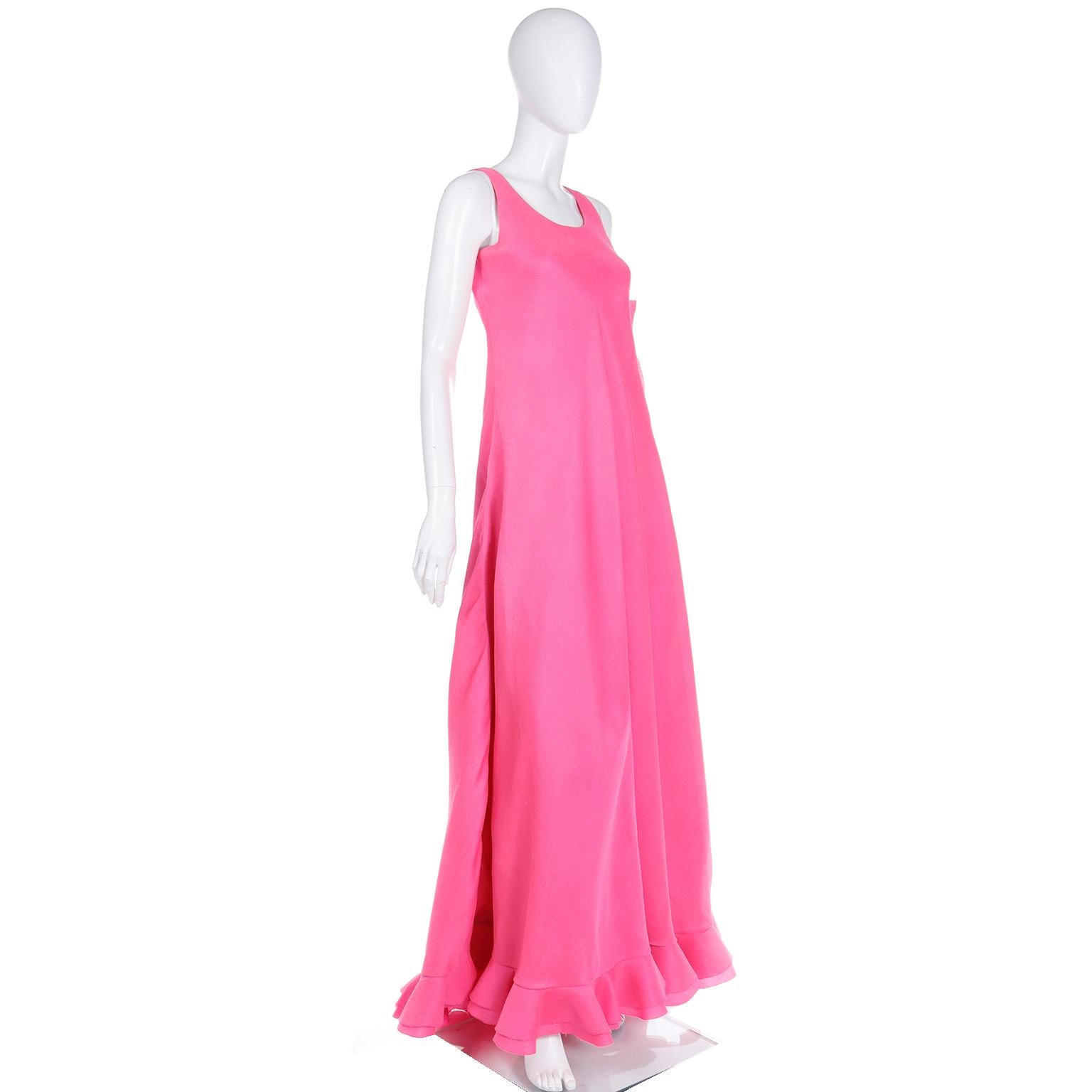 1971 Christian Dior Haute Couture Pink Ruffled Runway Evening Dress Grace Kelly  For Sale 5