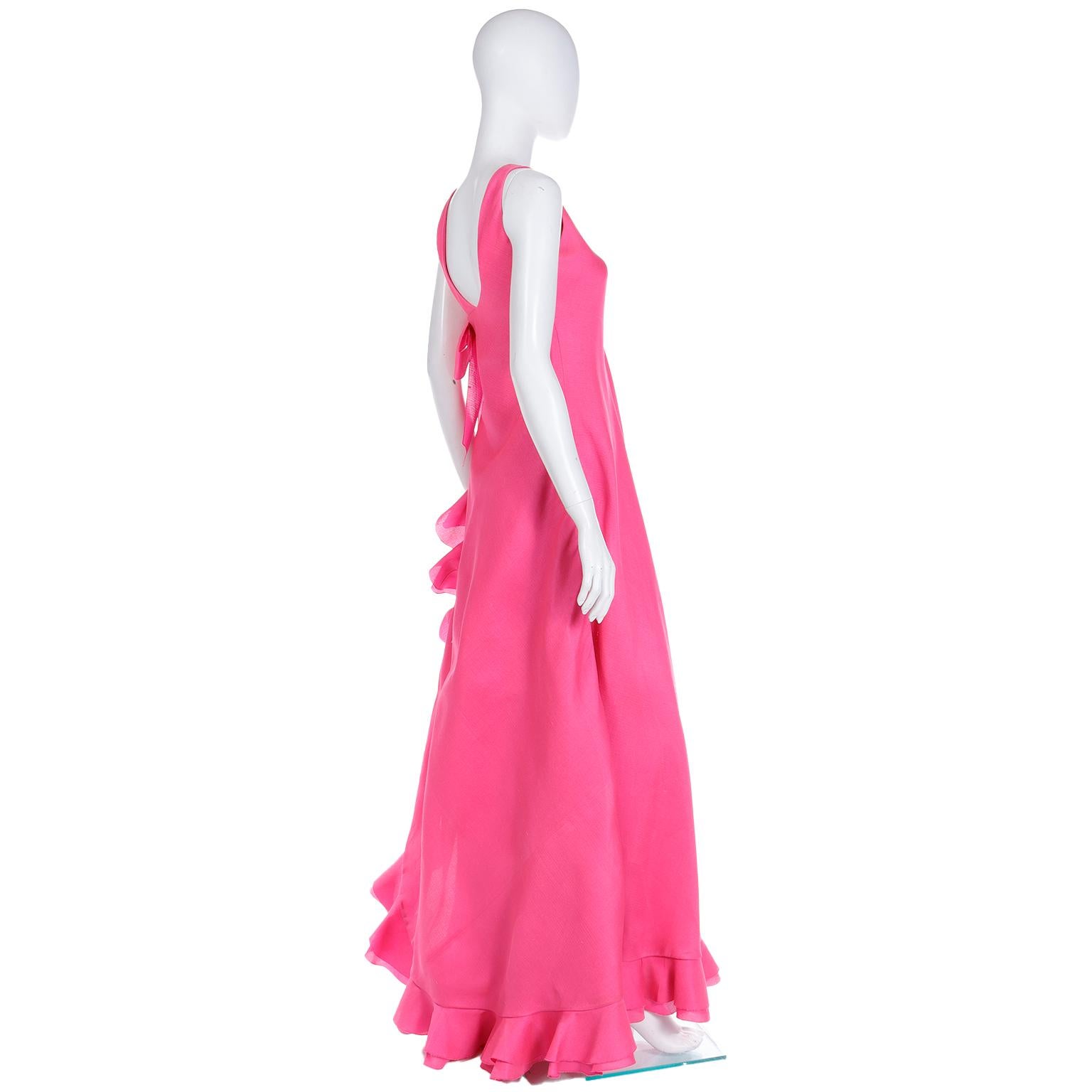 1971 Christian Dior Haute Couture Pink Ruffled Runway Evening Dress Grace Kelly  For Sale 6