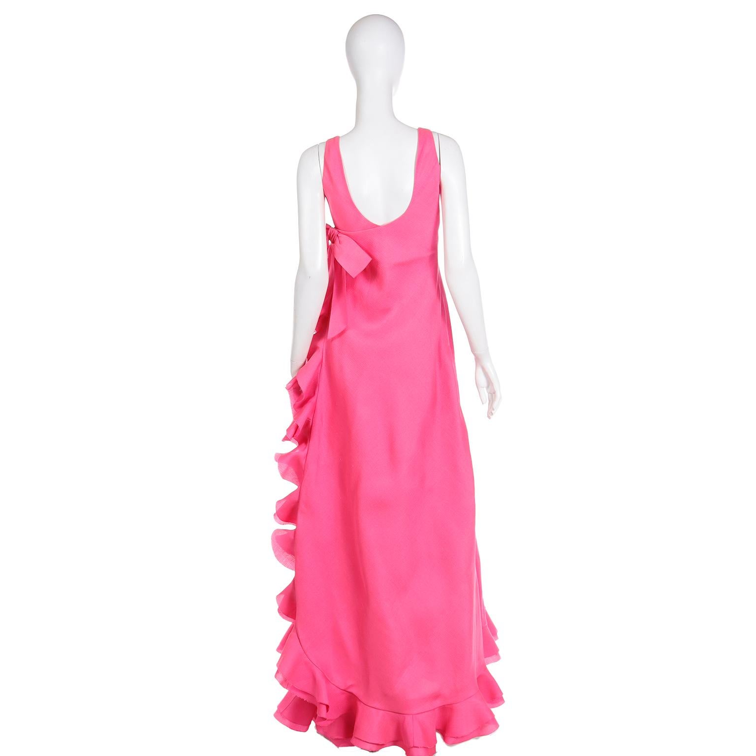1971 Christian Dior Haute Couture Pink Ruffled Runway Evening Dress Grace Kelly  7
