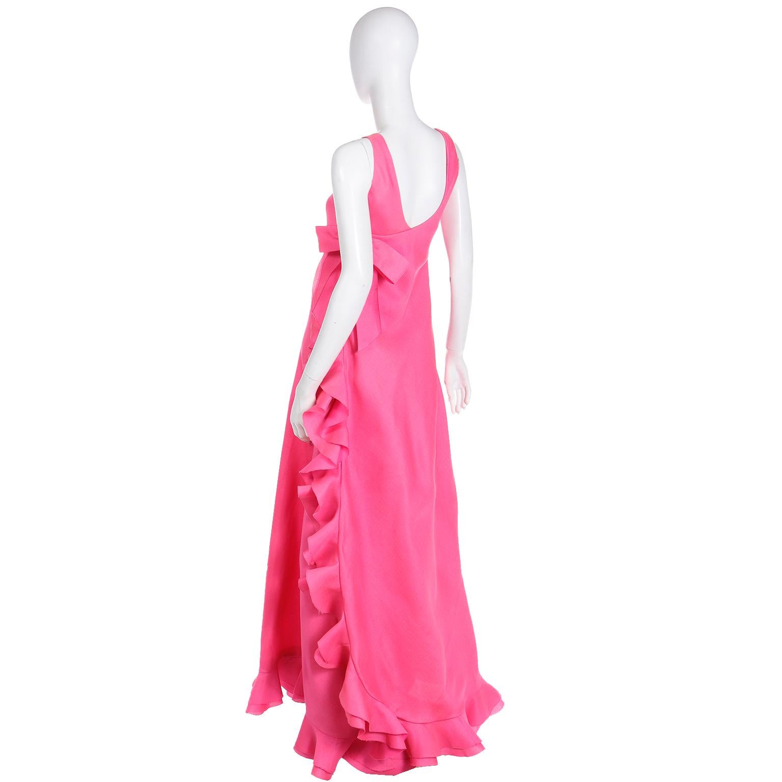 1971 Christian Dior Haute Couture Pink Ruffled Runway Evening Dress Grace Kelly  9