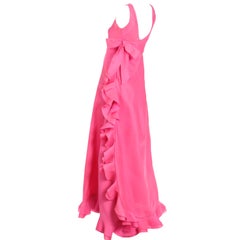 1971 Christian Dior Haute Couture Pink Ruffled Runway Evening Dress Grace Kelly 