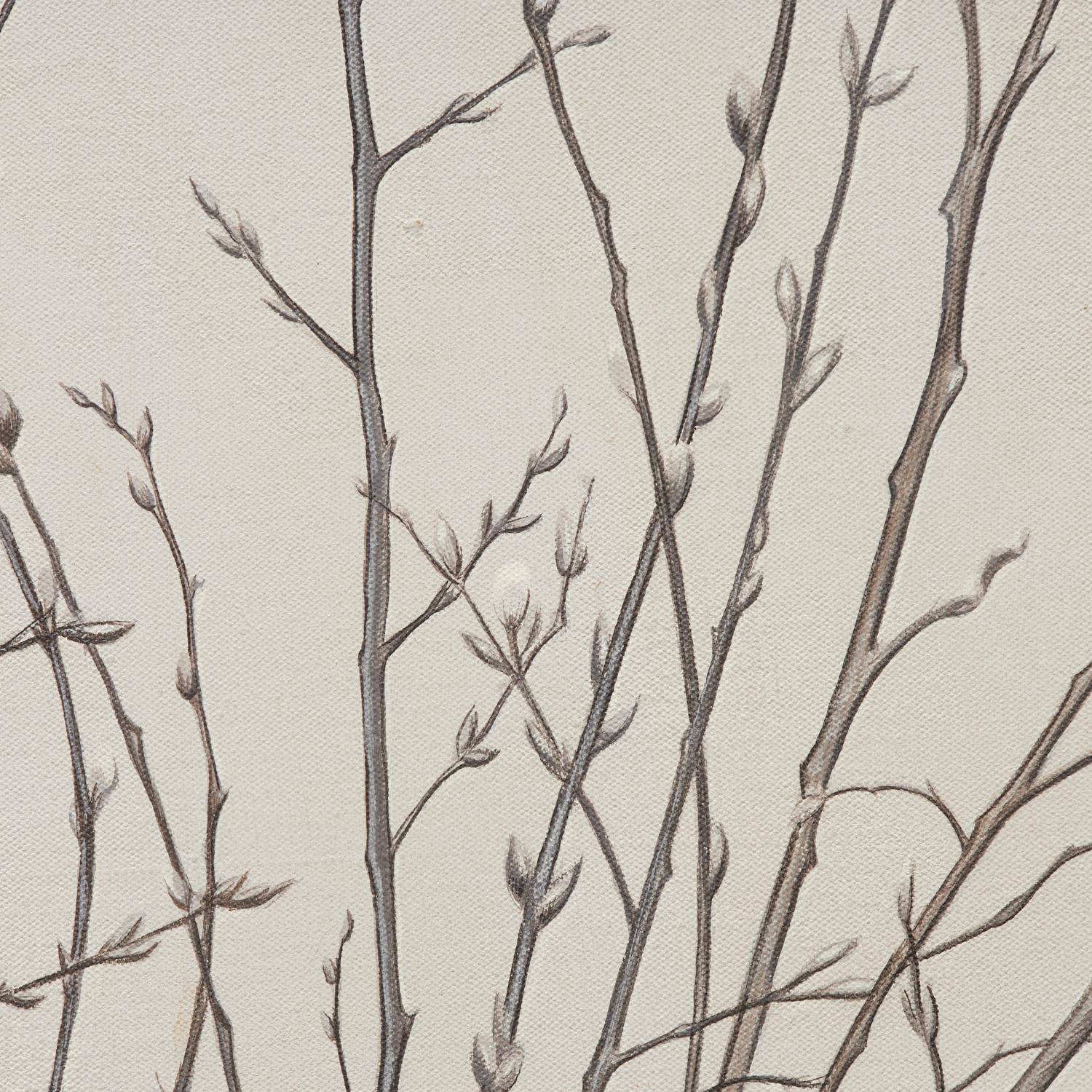 1971 Contemporary Photorealistic Öl auf Leinwand - Pussy Willow Branches in Bucket (Britisch) im Angebot
