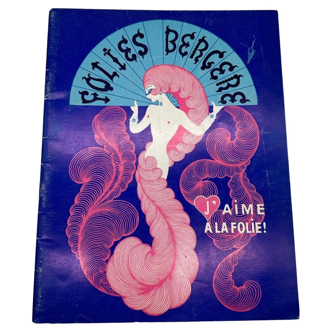 1971 Folies Bergère Starring Hélène Martini Vintage Cabaret Pamphlet by Erté For Sale