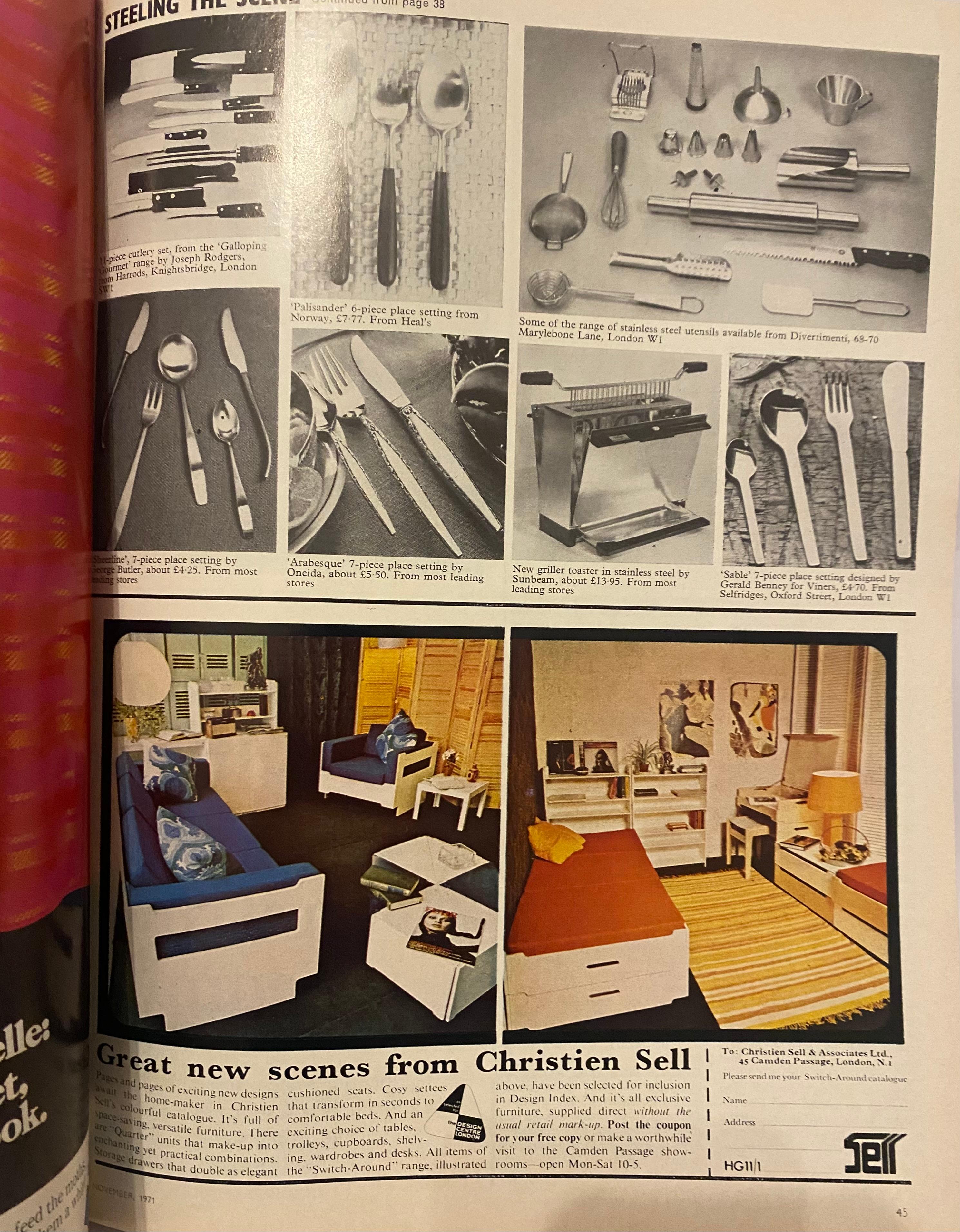 Nero 1971 House & Garden Magazine The Blue Gloucester British di Oliver Sullivan in vendita