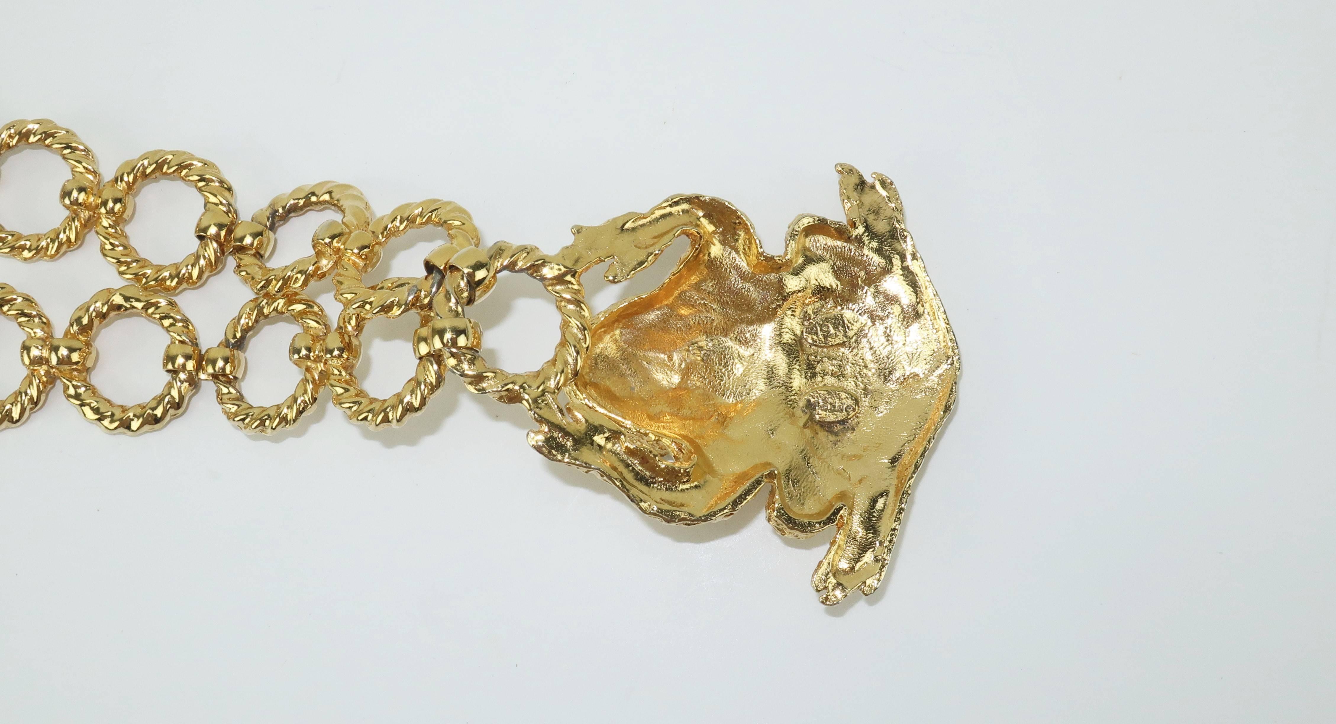 1971 Mimi di N Gold Tone Frog Statement Necklace 5