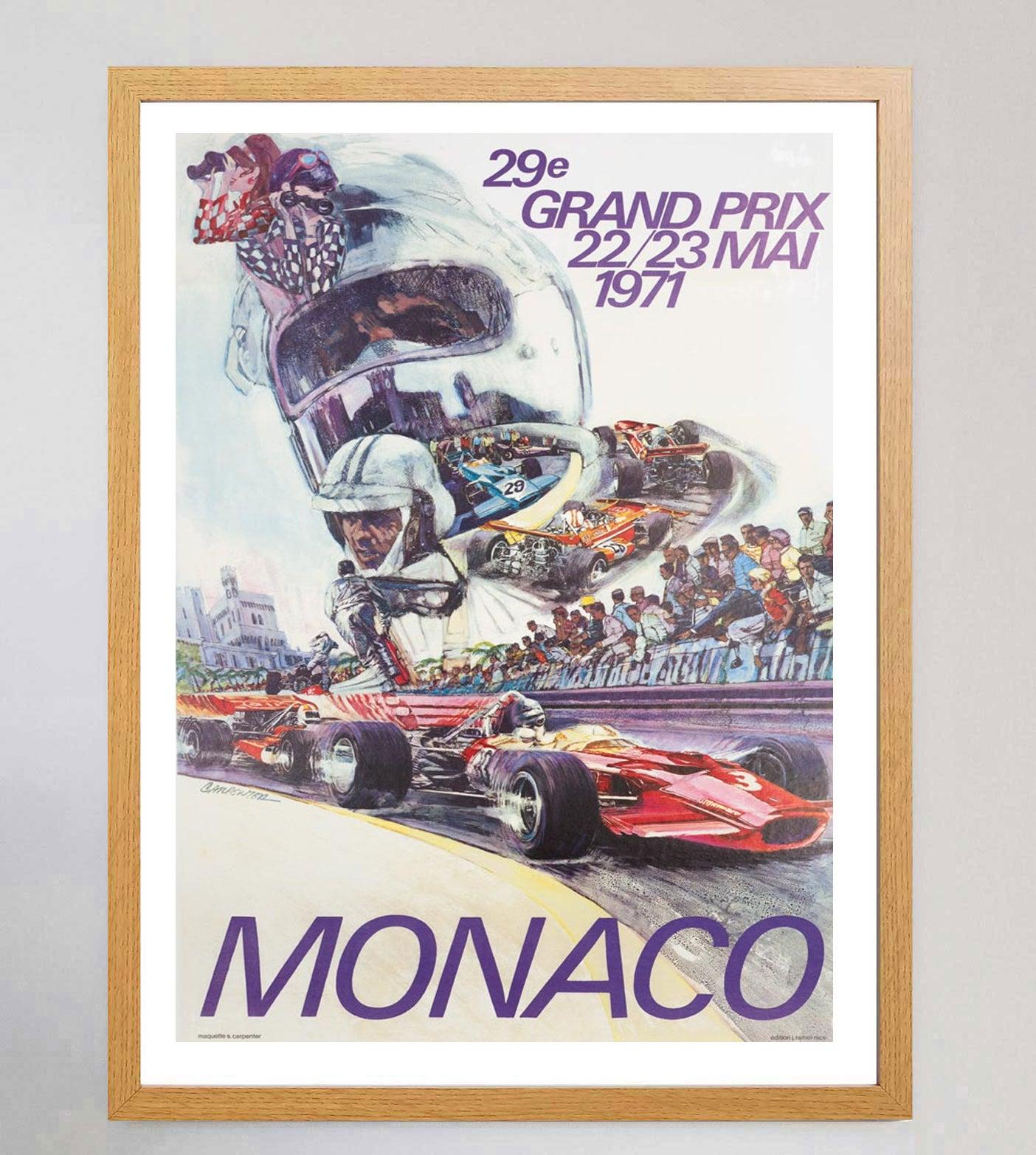French 1971 Monaco Grand Prix Original Vintage Poster For Sale