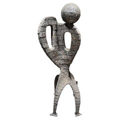 Sculpture monumentale abstraite brutaliste en métal, 1971