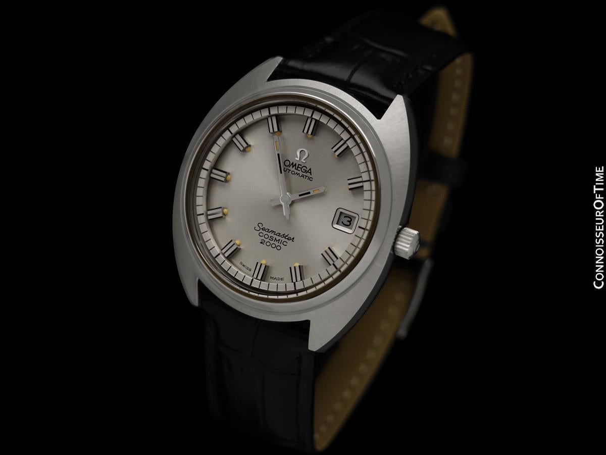 1971 Omega Seamaster Cosmic 2000 Vintage Retro Mens Dive Watch, Date - Stainless In Excellent Condition For Sale In Suwanee, GA