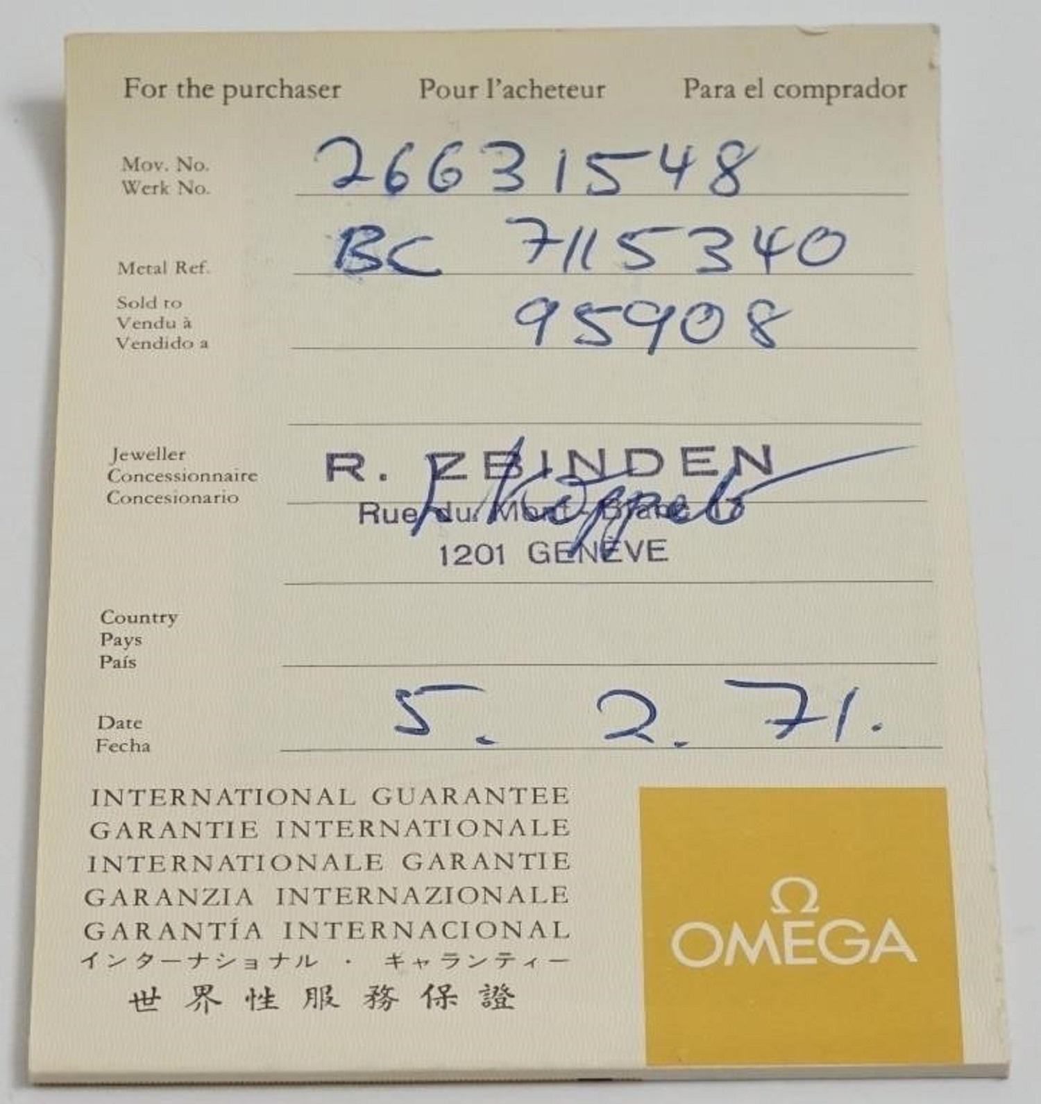 1971 OMEGA Vintage Ladies 18K White Gold Bracelet Watch - NOS with Papers & Boxe For Sale 7