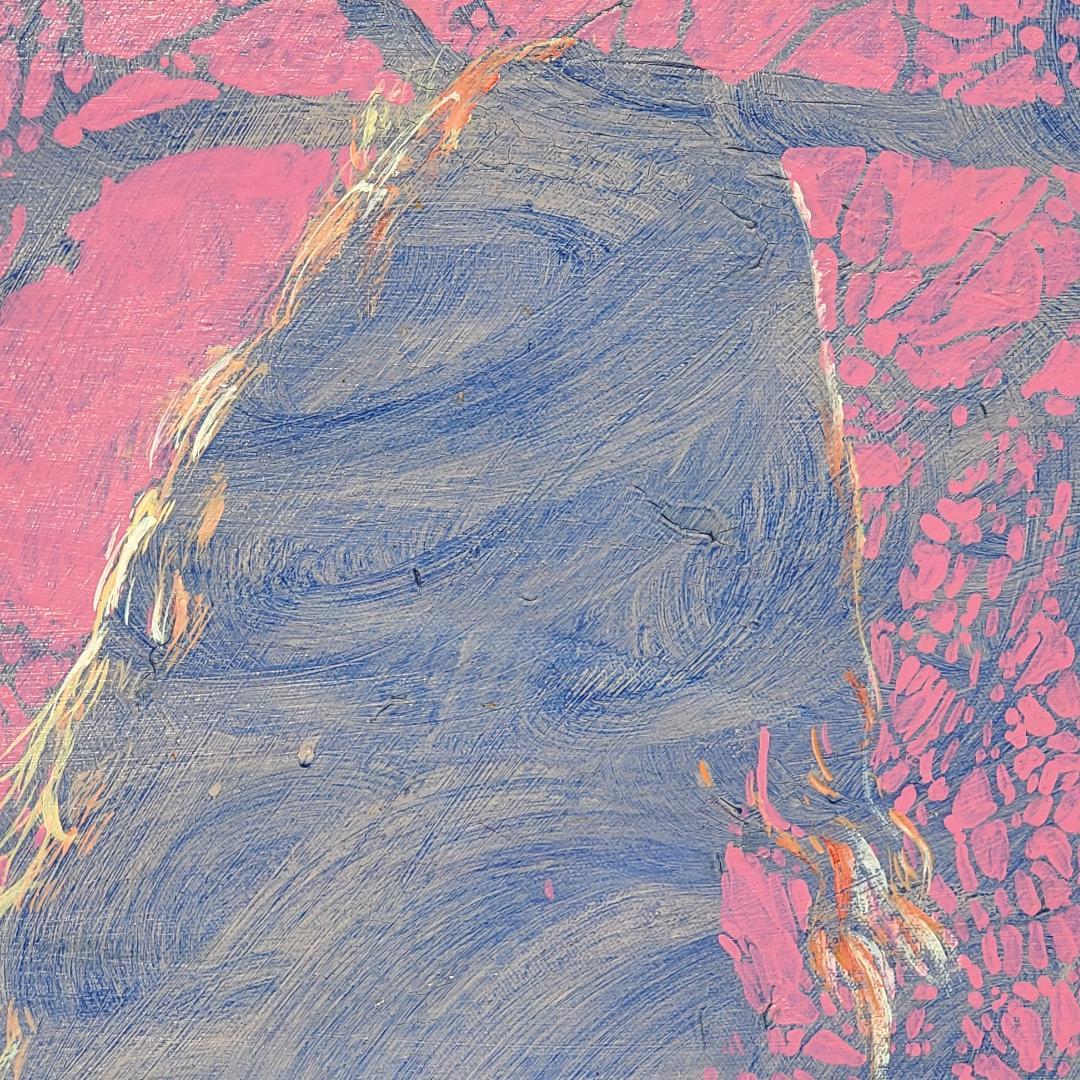 Mid-Century Modern Huile sur toile originale de 1971 de l'artiste Bruce Hasselle, signée et datée en vente