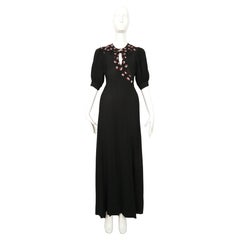 1971 OSSIE CLARK black moss crepe dress with embroidered moons & stars