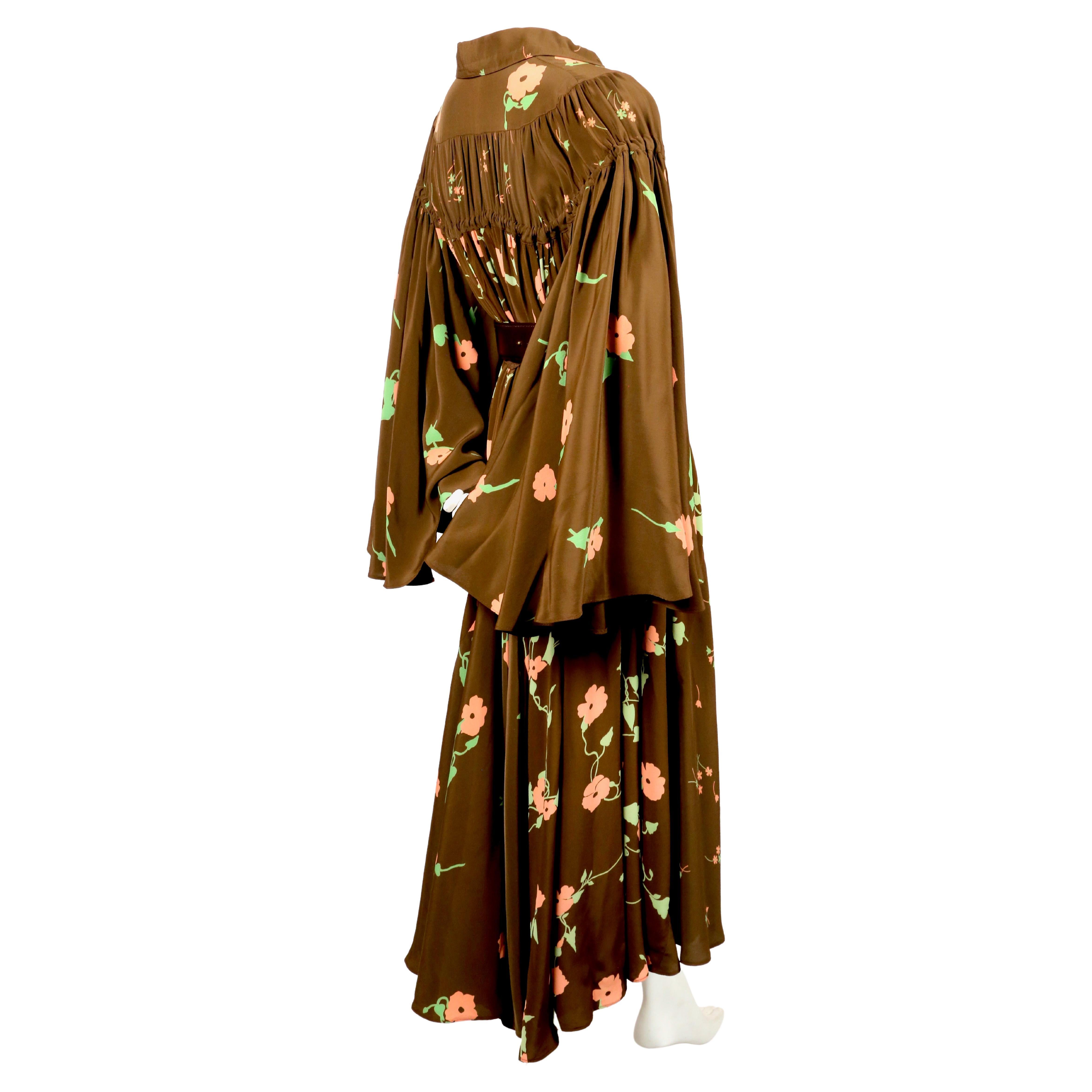 Black 1971 OSSIE CLARK for QUORUM dress with 'Busy Lizzie' print by CELIA BIRTWELL