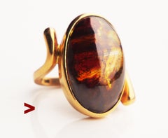 1971 Ring natural 30ct. Sphalerite solid 18K Gold ØUS4.75 / 12 gr