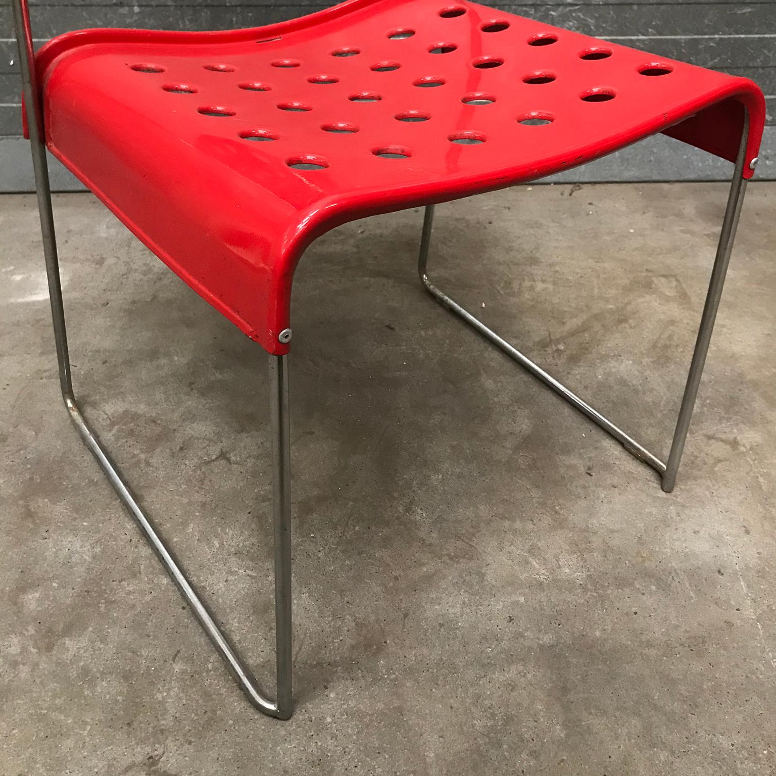 1971, Rodney Kinsman, for Bieffeplast, 2 Rare Red Omstak Stacking Chairs For Sale 4