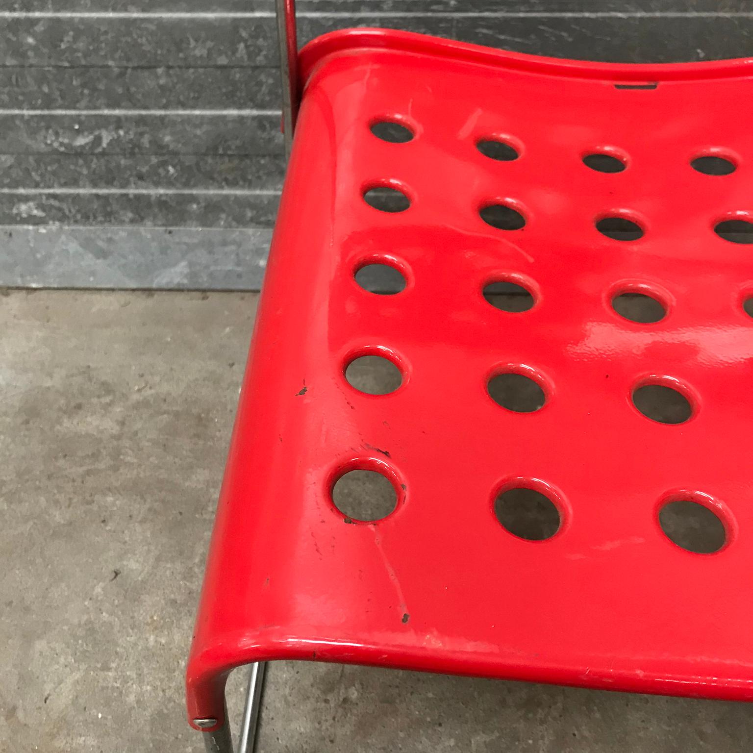 1971, Rodney Kinsman, for Bieffeplast, 2 Rare Red Omstak Stacking Chairs For Sale 9