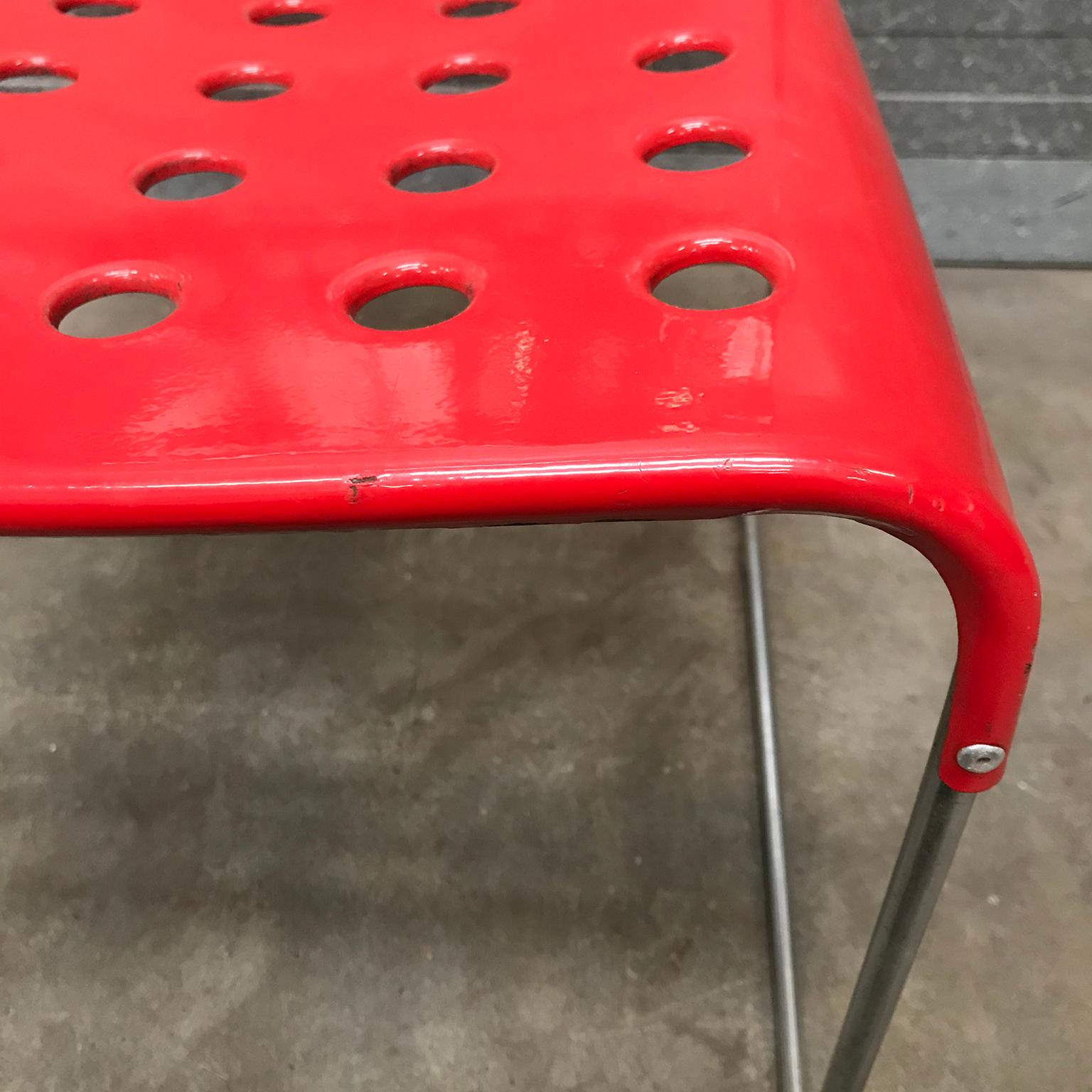 Metal 1971, Rodney Kinsman, for Bieffeplast, 2 Rare Red Omstak Stacking Chairs For Sale