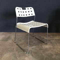 1971, Rodney Kinsman for Bieffeplast , 8 White Omk-Stack Stacking Chairs