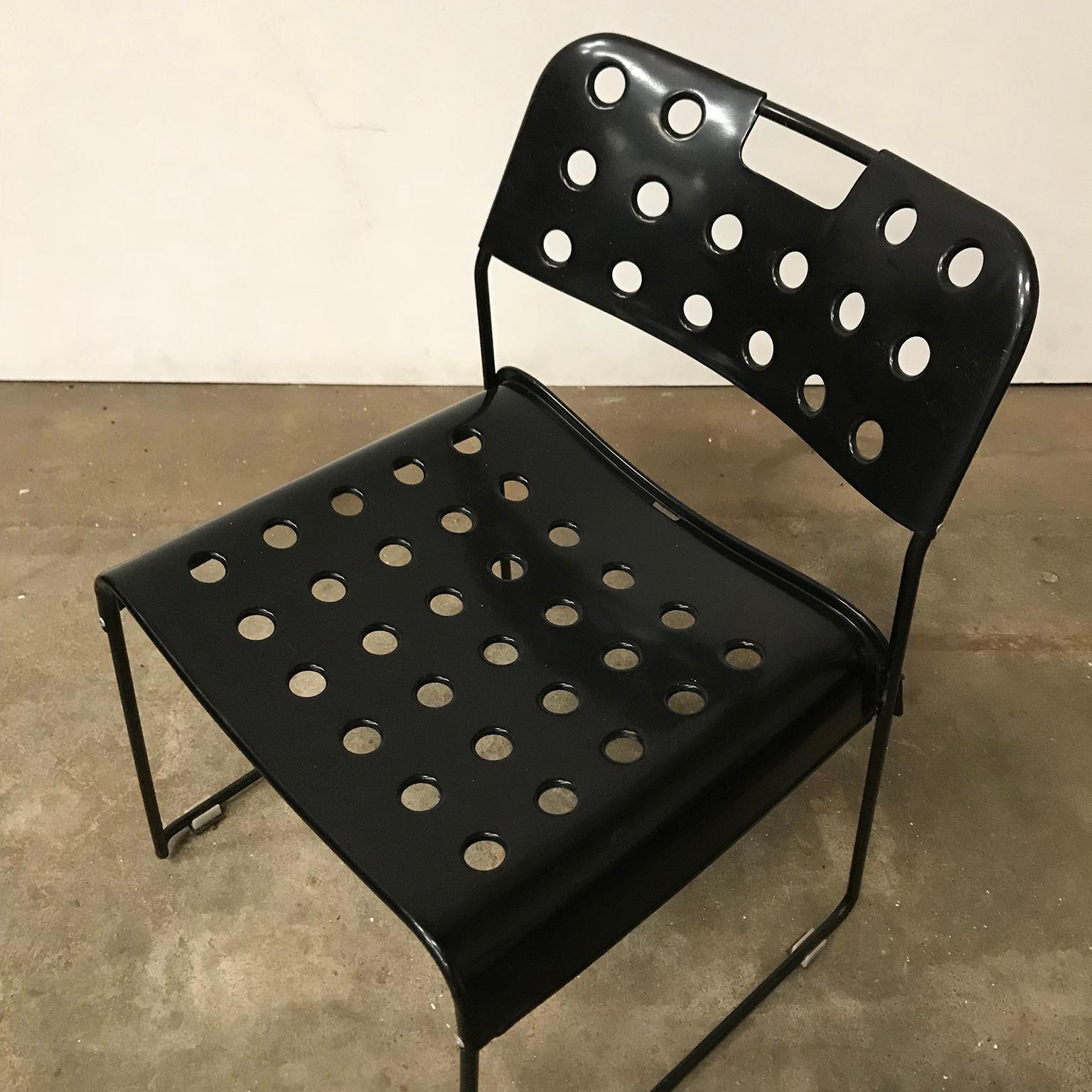 1971, Rodney Kinsman, Set of Rare All Black, Incl. Frame, Omstak Stacking Chairs 3