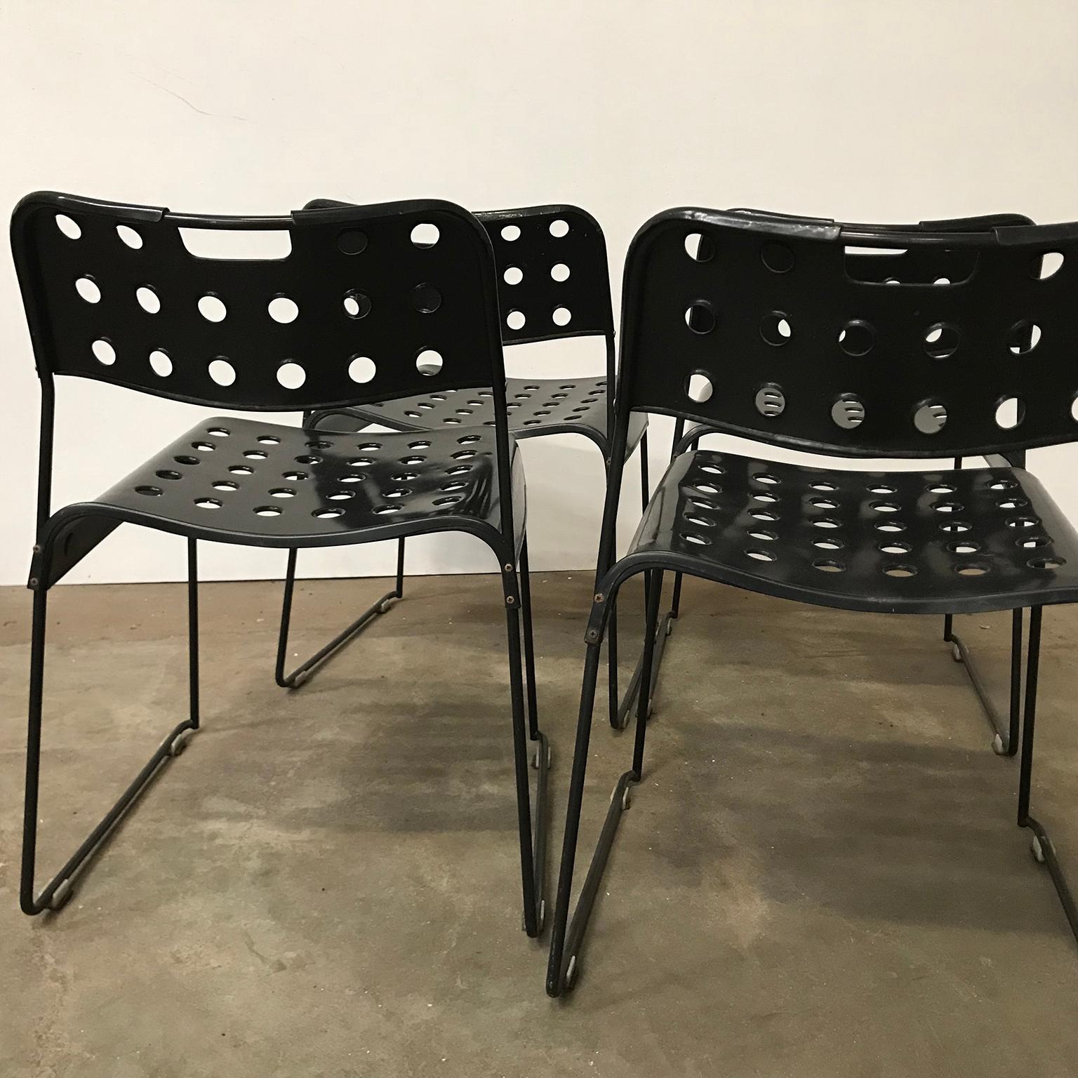 1971, Rodney Kinsman, Set of Rare All Black, Incl. Frame, Omstak Stacking Chairs 10