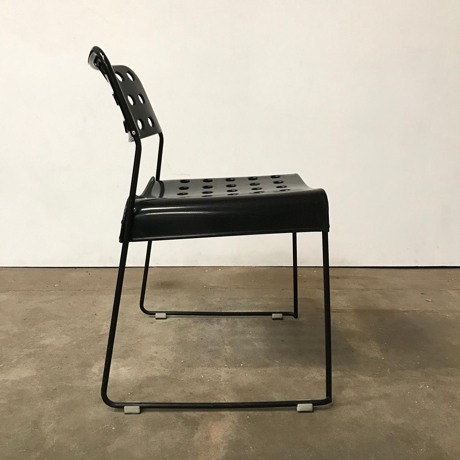Mid-Century Modern 1971, Rodney Kinsman, Set of Rare All Black, Incl. Frame, Omstak Stacking Chairs
