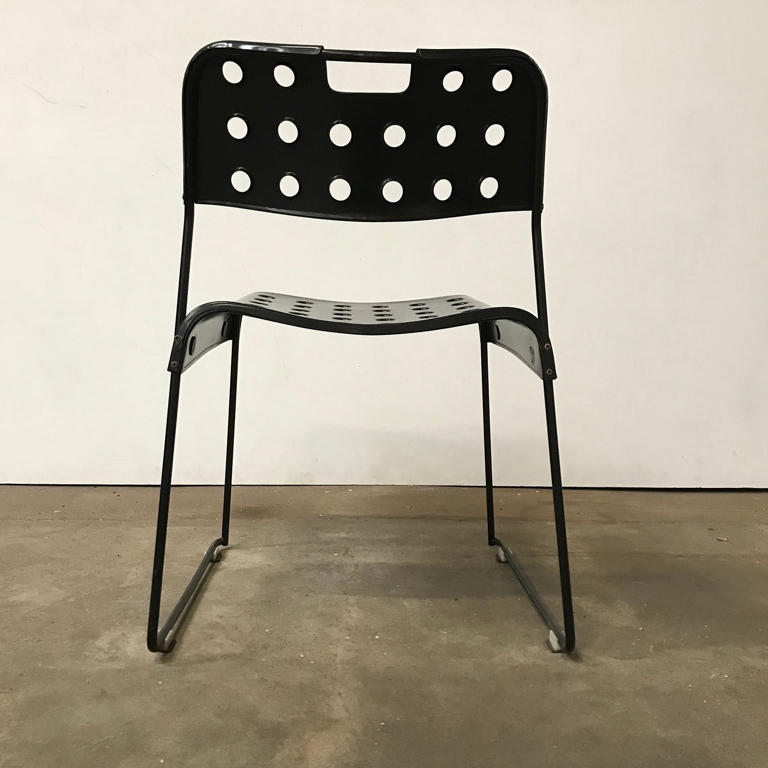 Metal 1971, Rodney Kinsman, Set of Rare All Black, Incl. Frame, Omstak Stacking Chairs