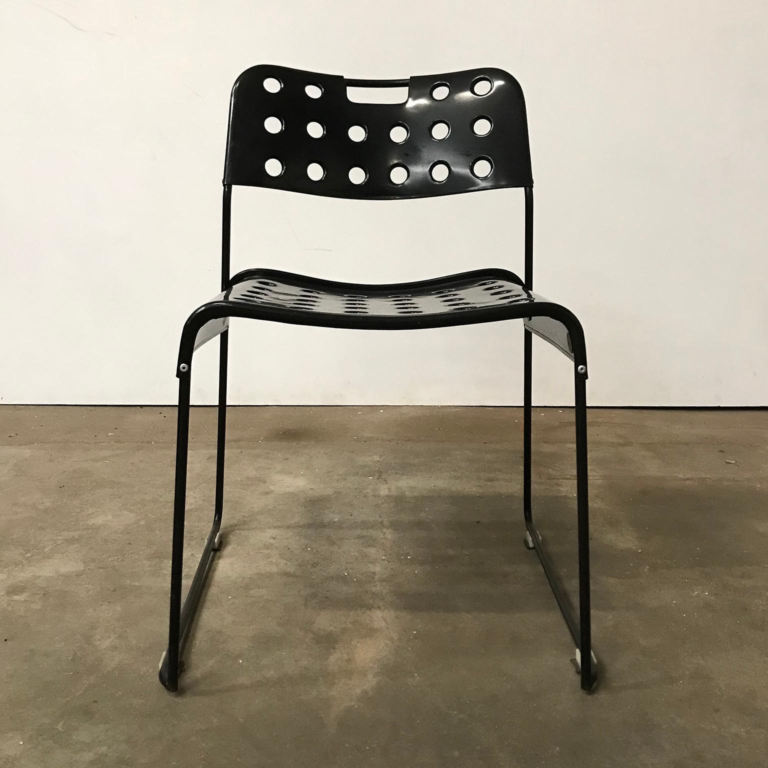 1971, Rodney Kinsman, Set of Rare All Black, Incl. Frame, Omstak Stacking Chairs 1