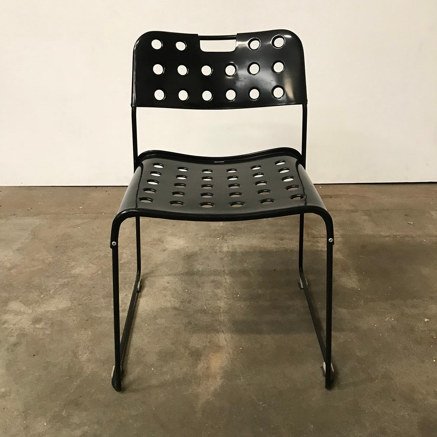 1971, Rodney Kinsman, Set of Rare All Black, Incl. Frame, Omstak Stacking Chairs 2