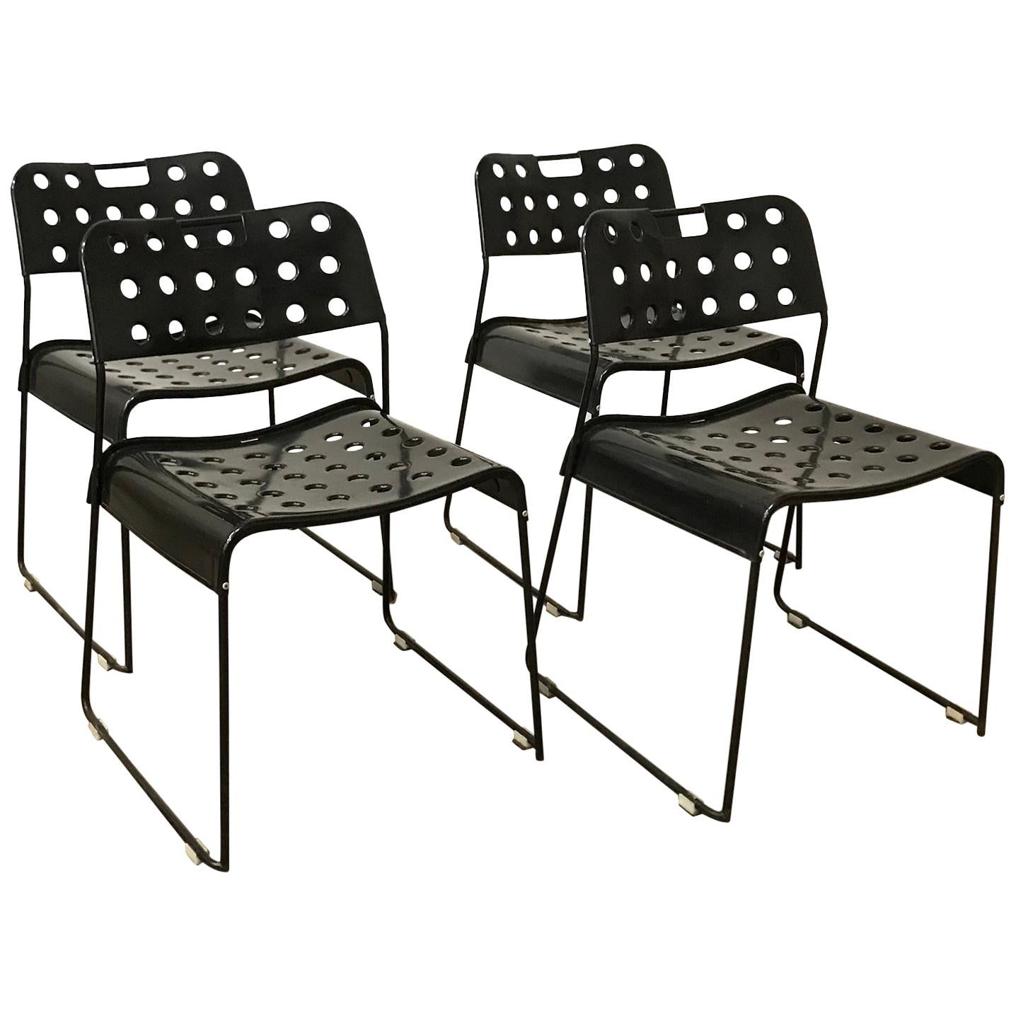 1971, Rodney Kinsman, Set of Rare All Black, Incl. Frame, Omstak Stacking Chairs