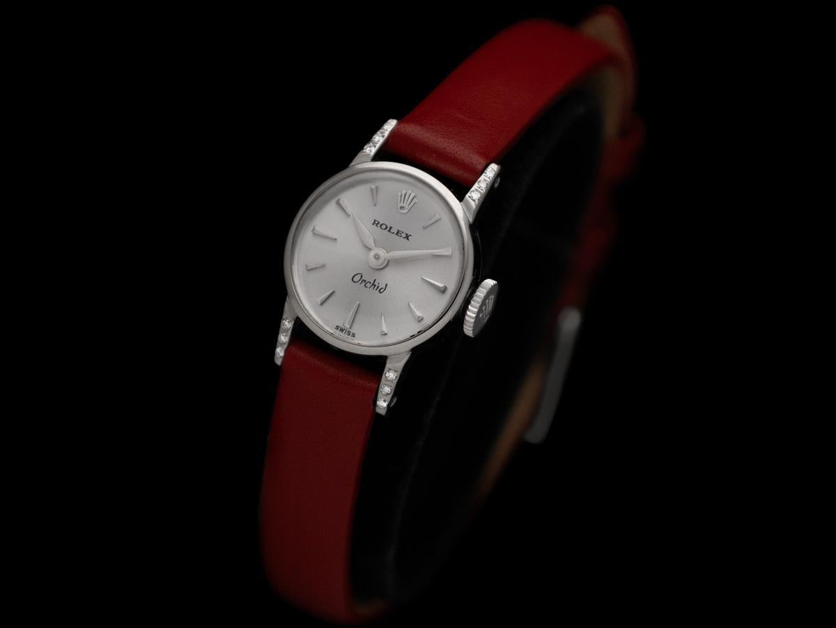 1971 Rolex ORCHID Pre-Cellini Vintage Ladies Watch, Ref. 2148 - 18K White Gold In Good Condition For Sale In Suwanee, GA