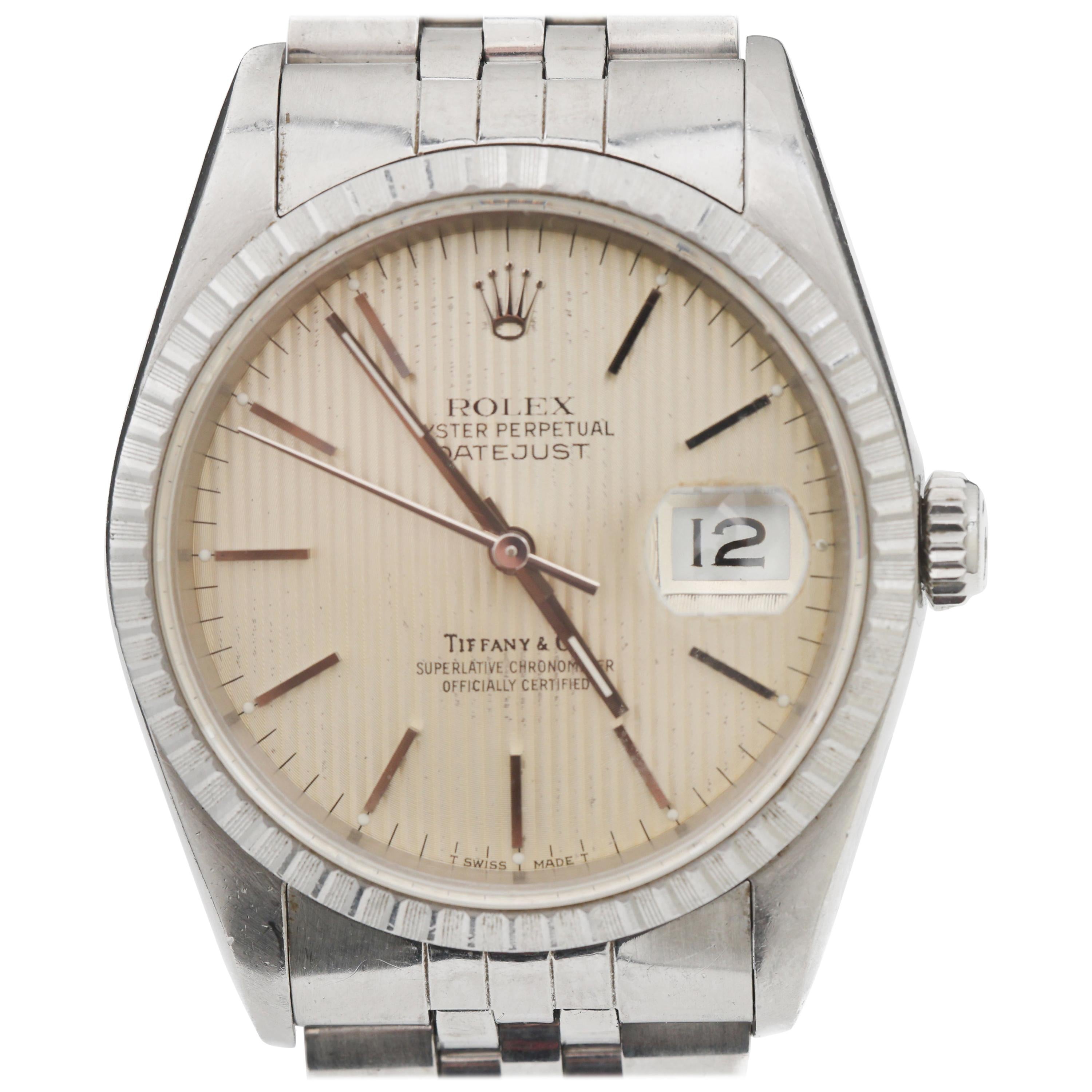 1971 Rolex Tiffany & Co. Datejust Stainless 16220 Tapestry Dial