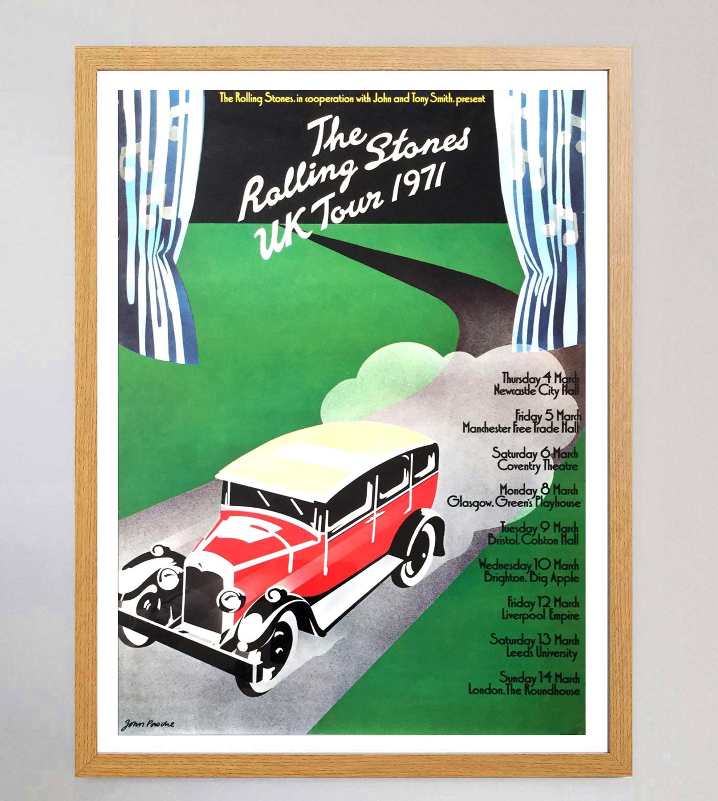 Britannique Affiche vintage originale des Rolling Stones de la tournée britannique de 1971 en vente