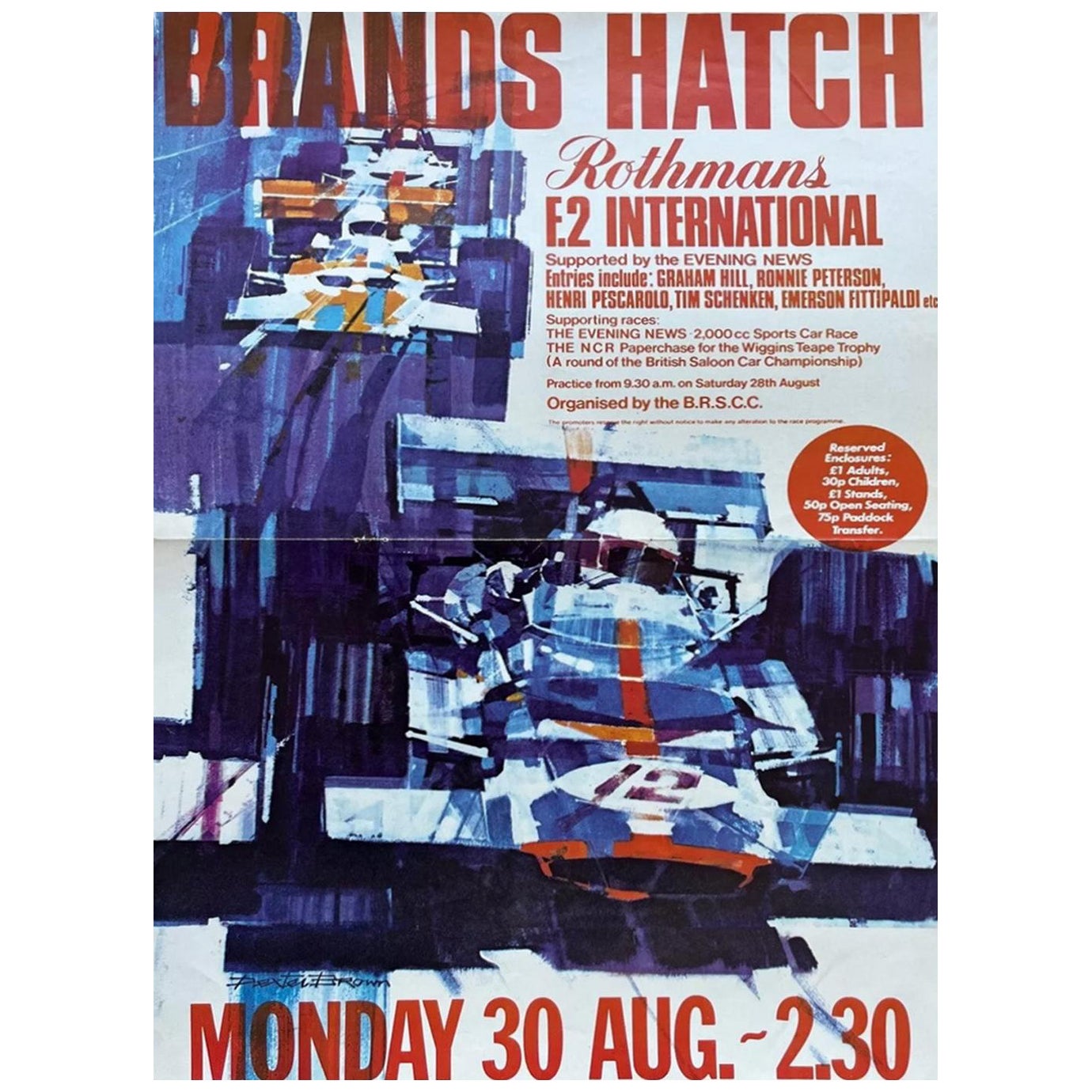 1971 Rothmans Brands Hatch F2 Grand Prix Poster originale d
epoca in vendita