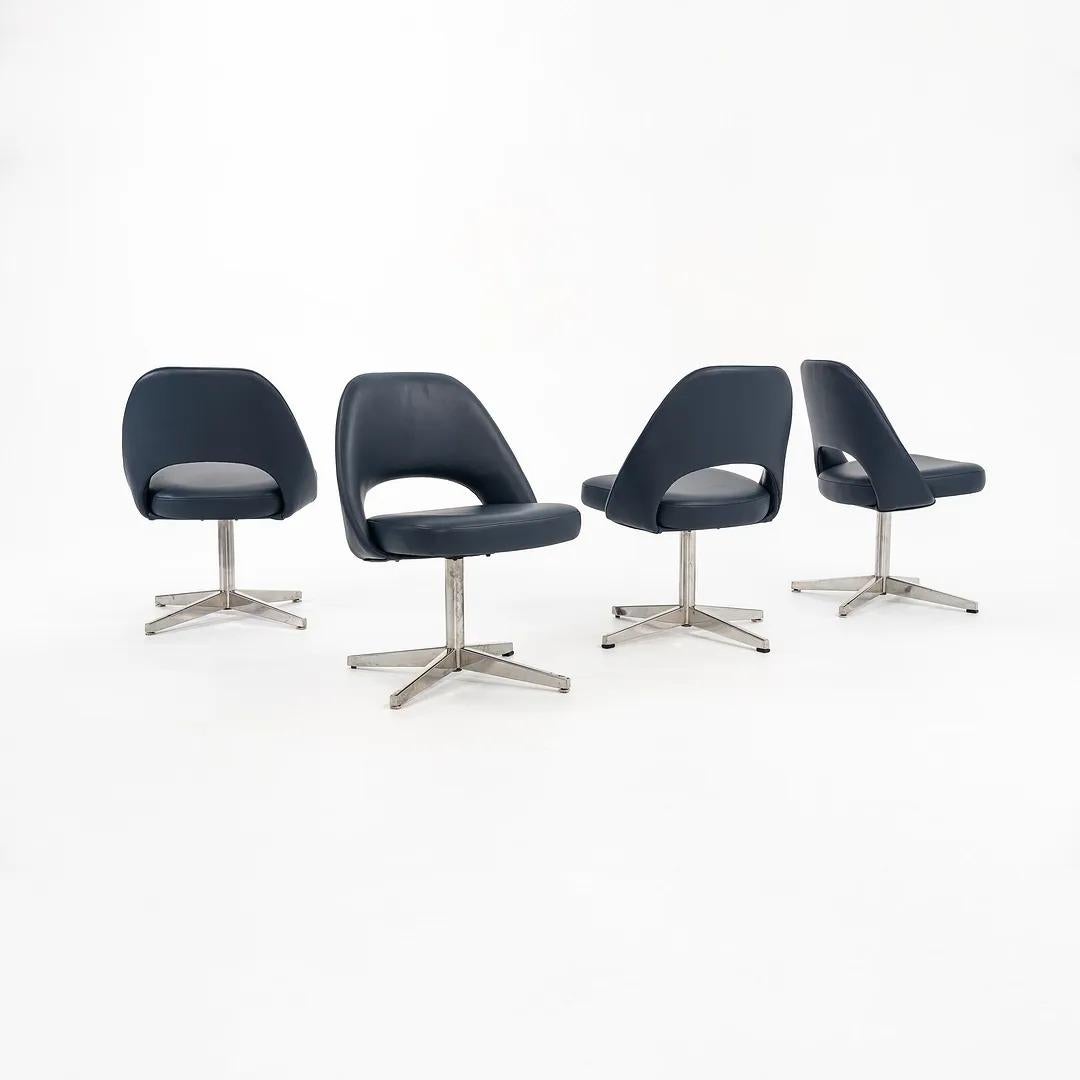 Modern 1971 Set of 4 Eero Saarinen for Knoll Side Chairs w/ Edelman Leather Upholstery For Sale