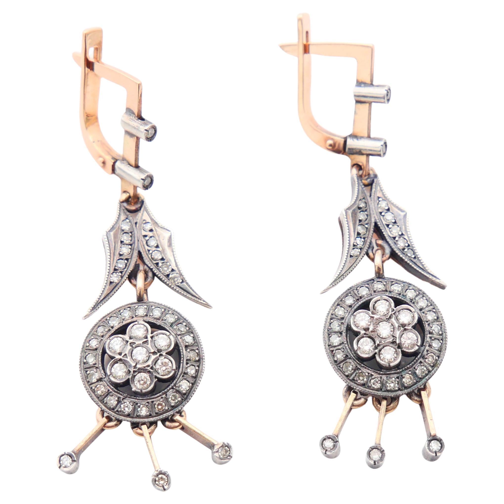 1971 Orecchini sovietici georgiani 1ctw. Daimonds in oro rosa massiccio 14 carati / 8,85gr in vendita