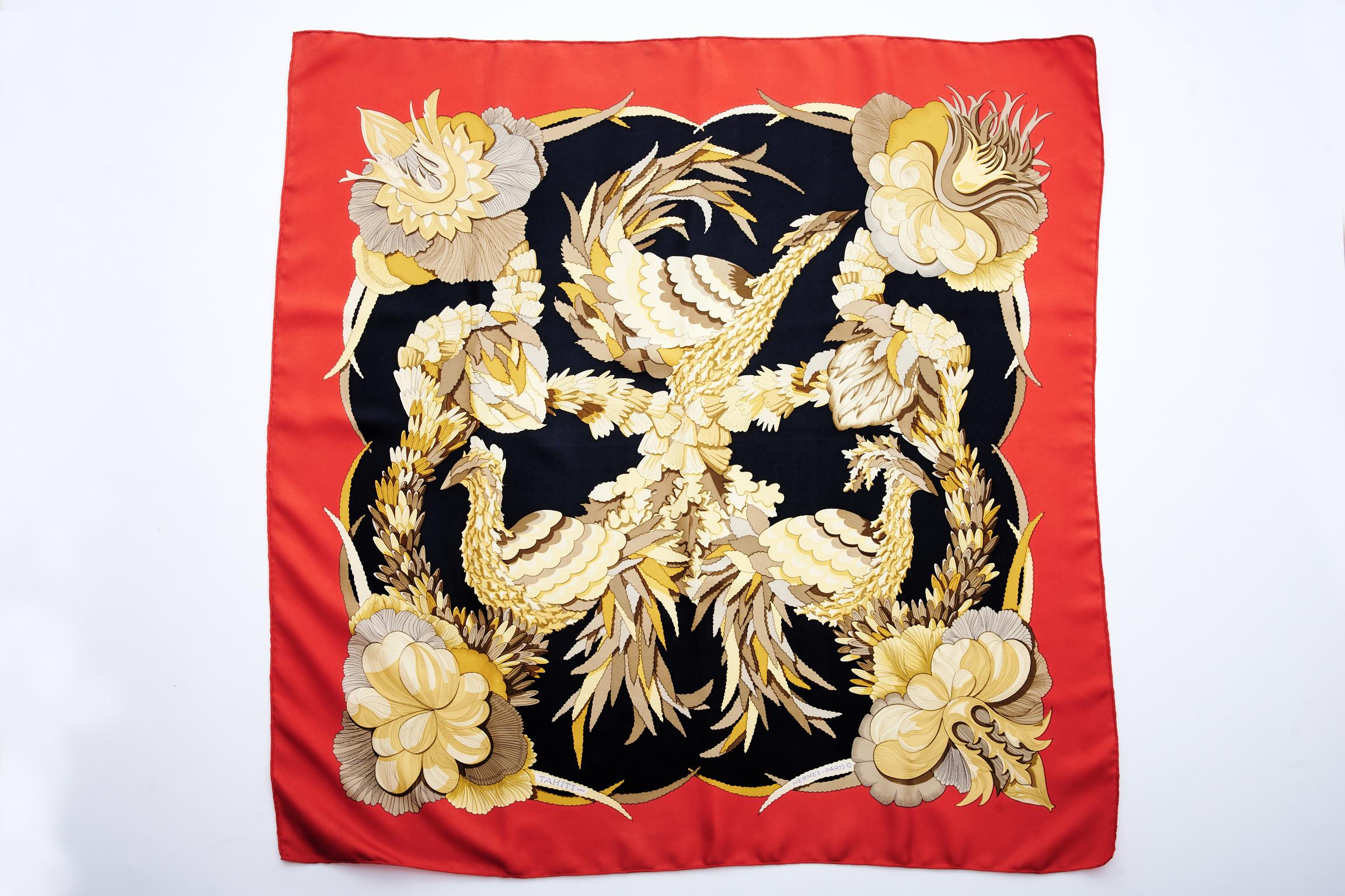 Designed by Caty Latham for Hermès in 1971, this rare and popular silk twill 