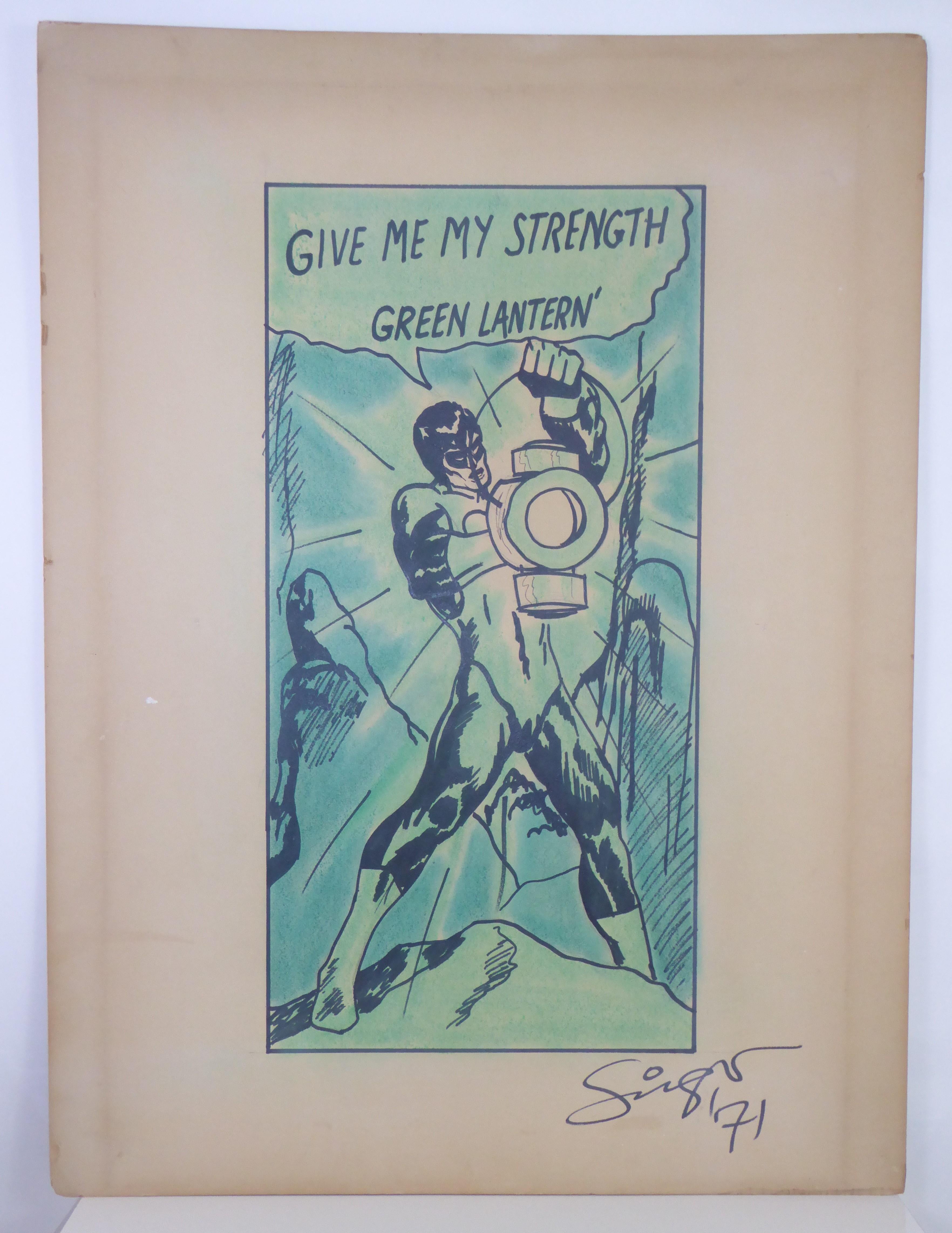 1971 the Green Lantern DC Comics Superhero Large Painting 1