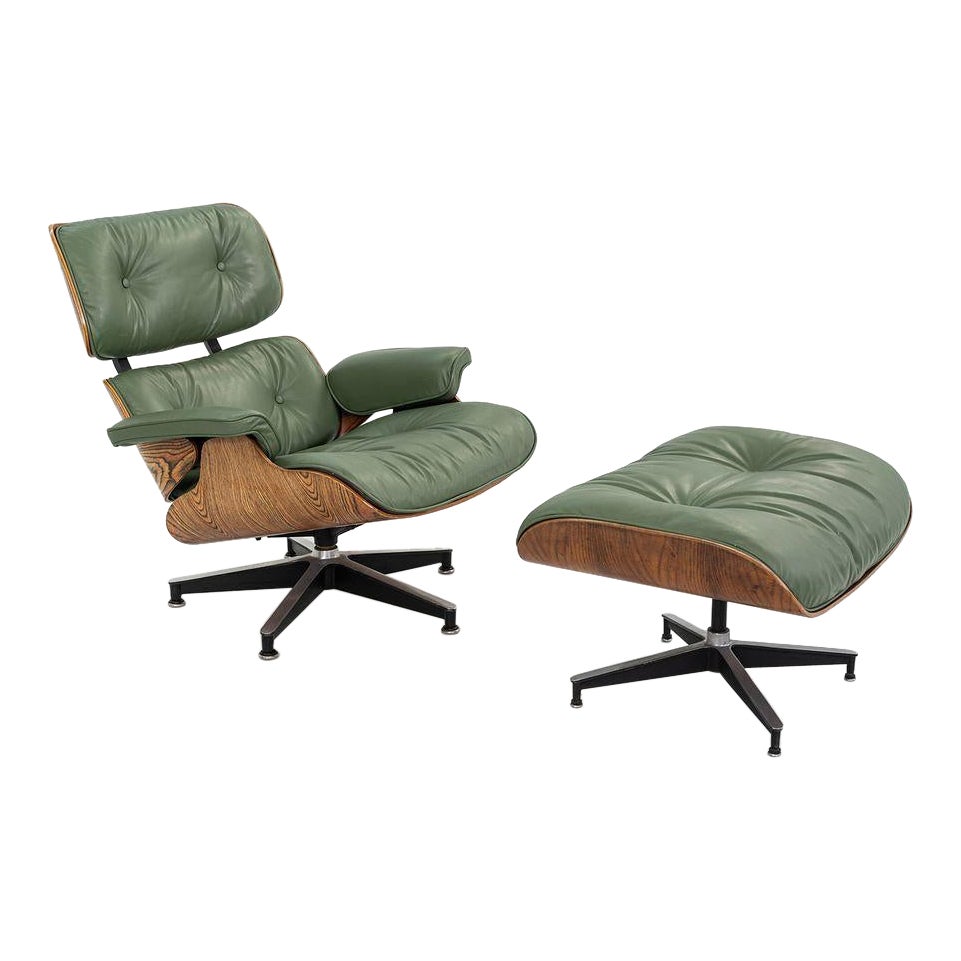 Ultra Rare Eames Loungesessel und Ottomane aus Zebraholz, Modell 670 und 671, 1971