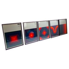 1971, Verner Panton Set of 5 Original Advert Posters Opart Design