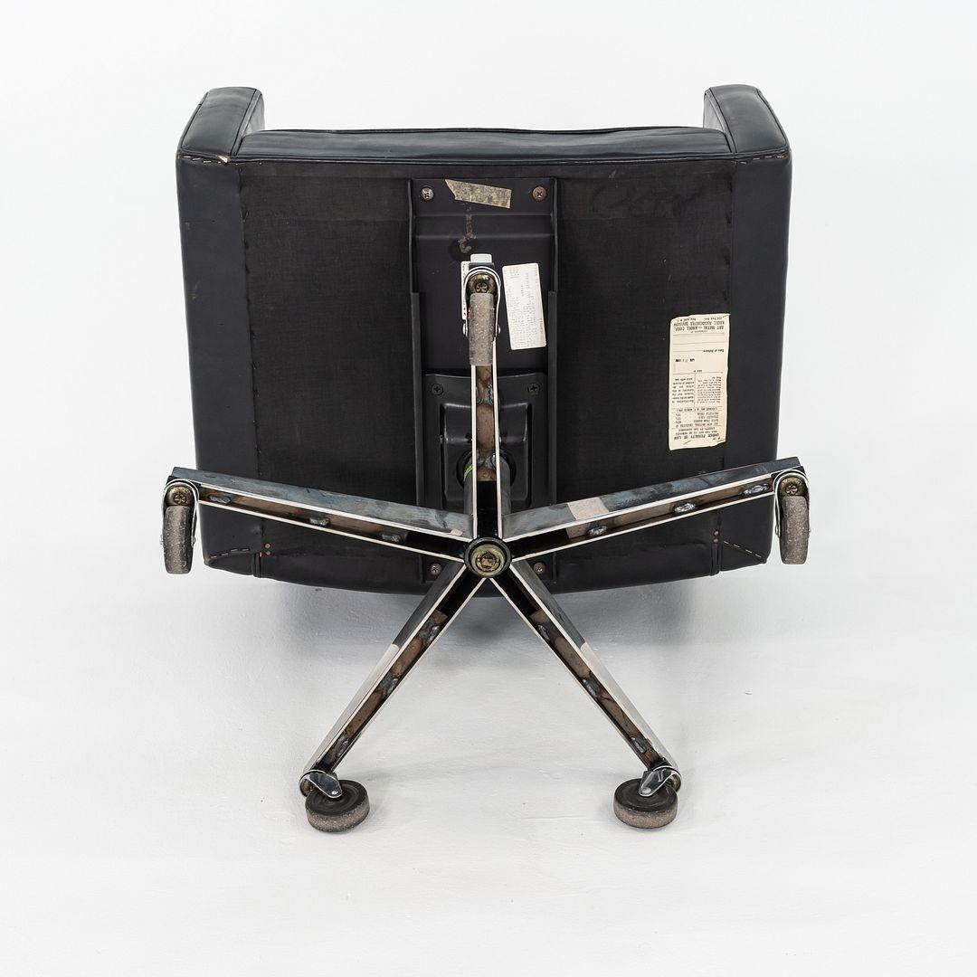 1971 Vincent Cafiero für Knoll Schwarzes Leder Rolling Desk Chair 4x erhältlich im Angebot 3