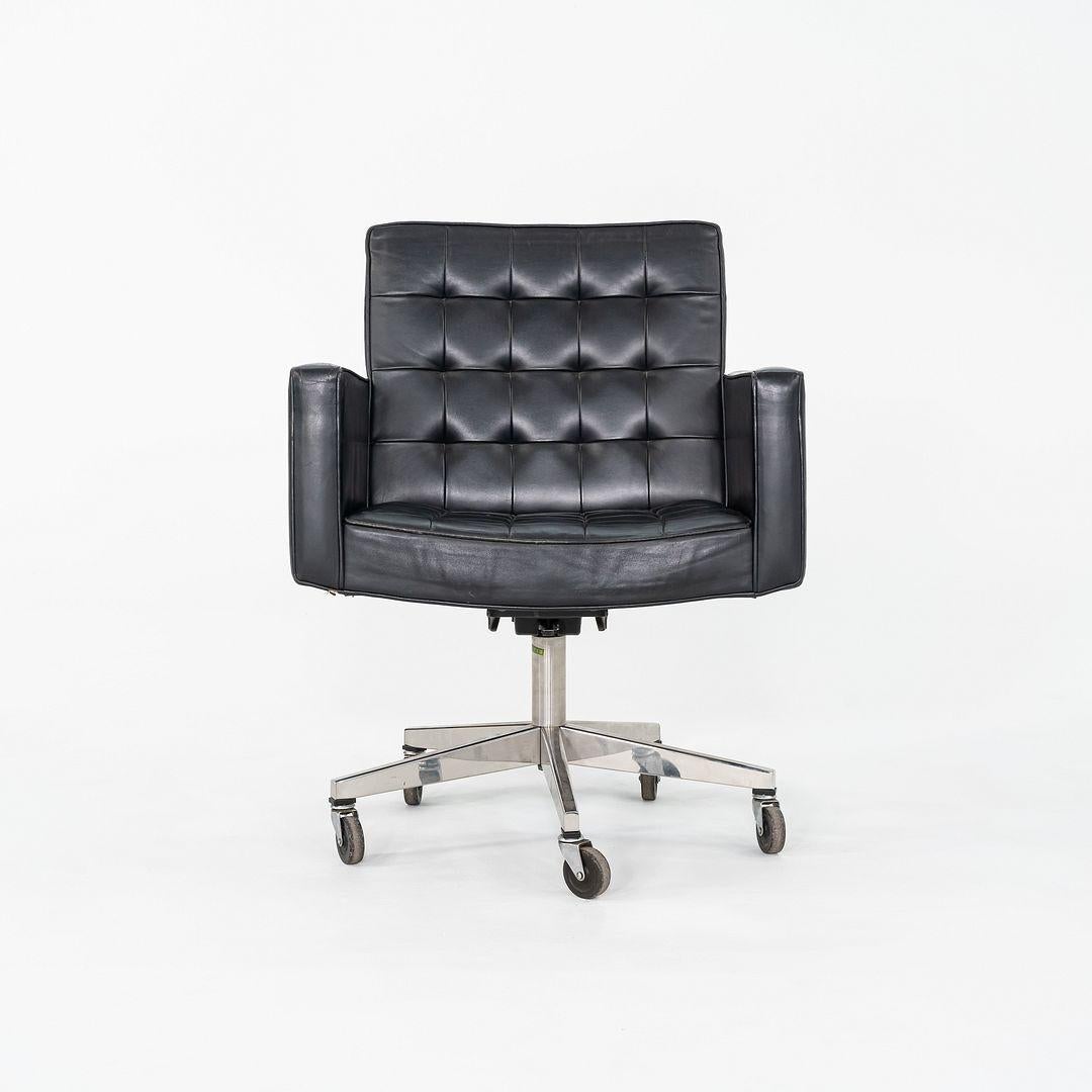 1971 Vincent Cafiero für Knoll Schwarzes Leder Rolling Desk Chair 4x erhältlich (Moderne) im Angebot
