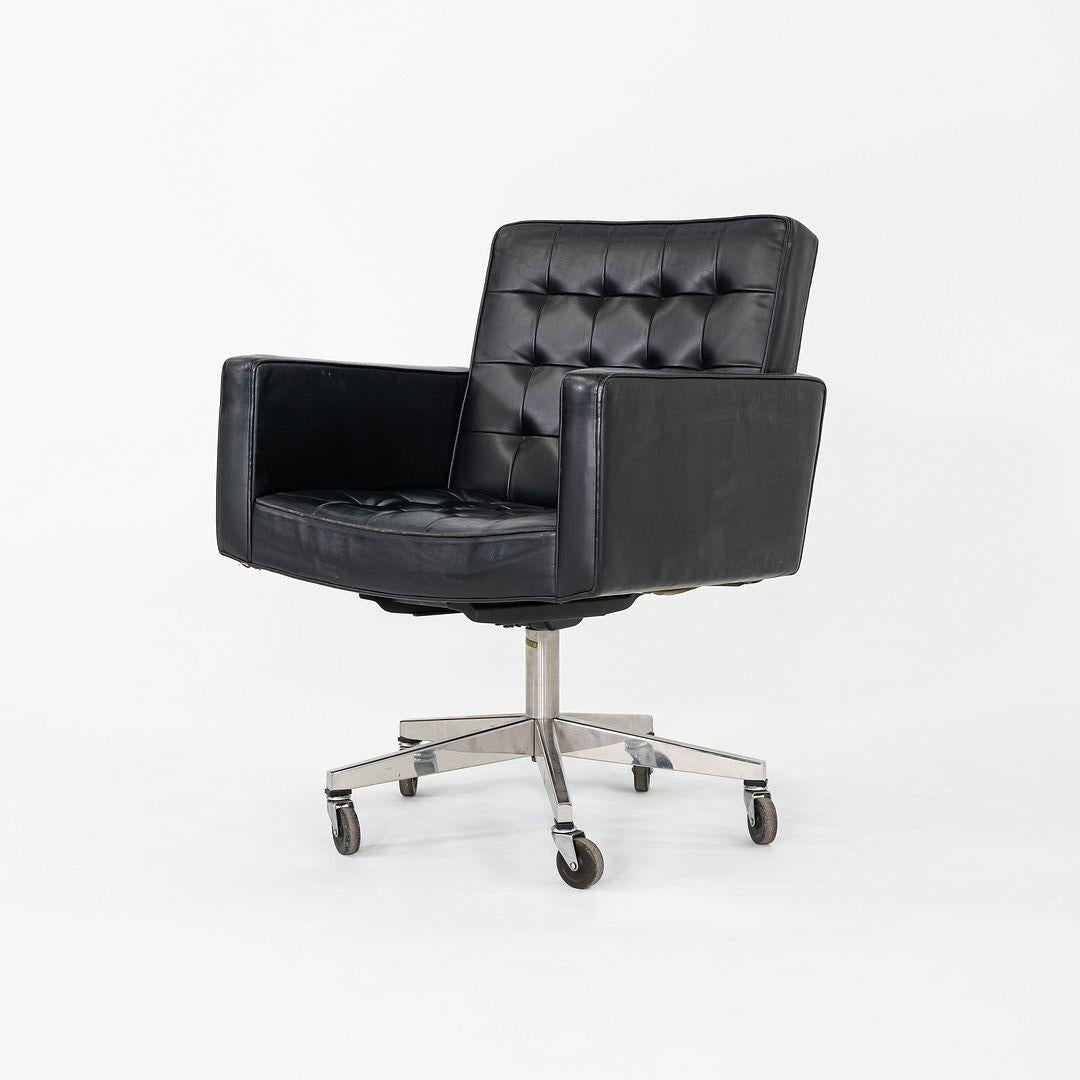 1971 Vincent Cafiero für Knoll Schwarzes Leder Rolling Desk Chair 4x erhältlich (amerikanisch) im Angebot
