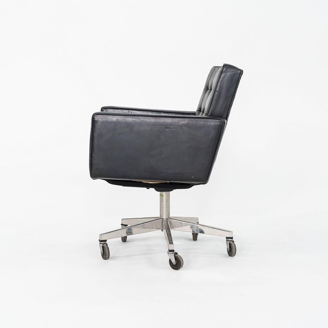 1971 Vincent Cafiero für Knoll Schwarzes Leder Rolling Desk Chair 4x erhältlich im Zustand „Gut“ im Angebot in Philadelphia, PA