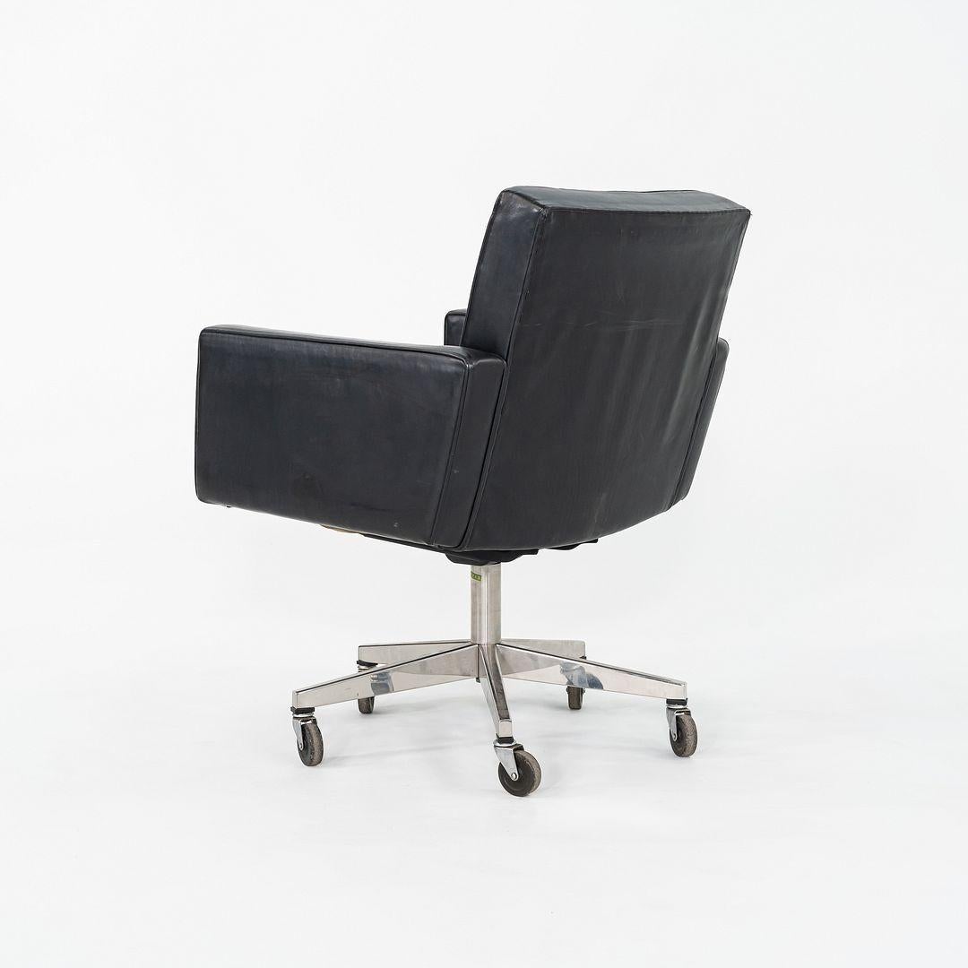1971 Vincent Cafiero für Knoll Schwarzes Leder Rolling Desk Chair 4x erhältlich (Ende des 20. Jahrhunderts) im Angebot