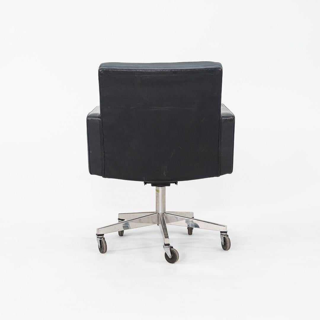 1971 Vincent Cafiero für Knoll Schwarzes Leder Rolling Desk Chair 4x erhältlich (Stahl) im Angebot