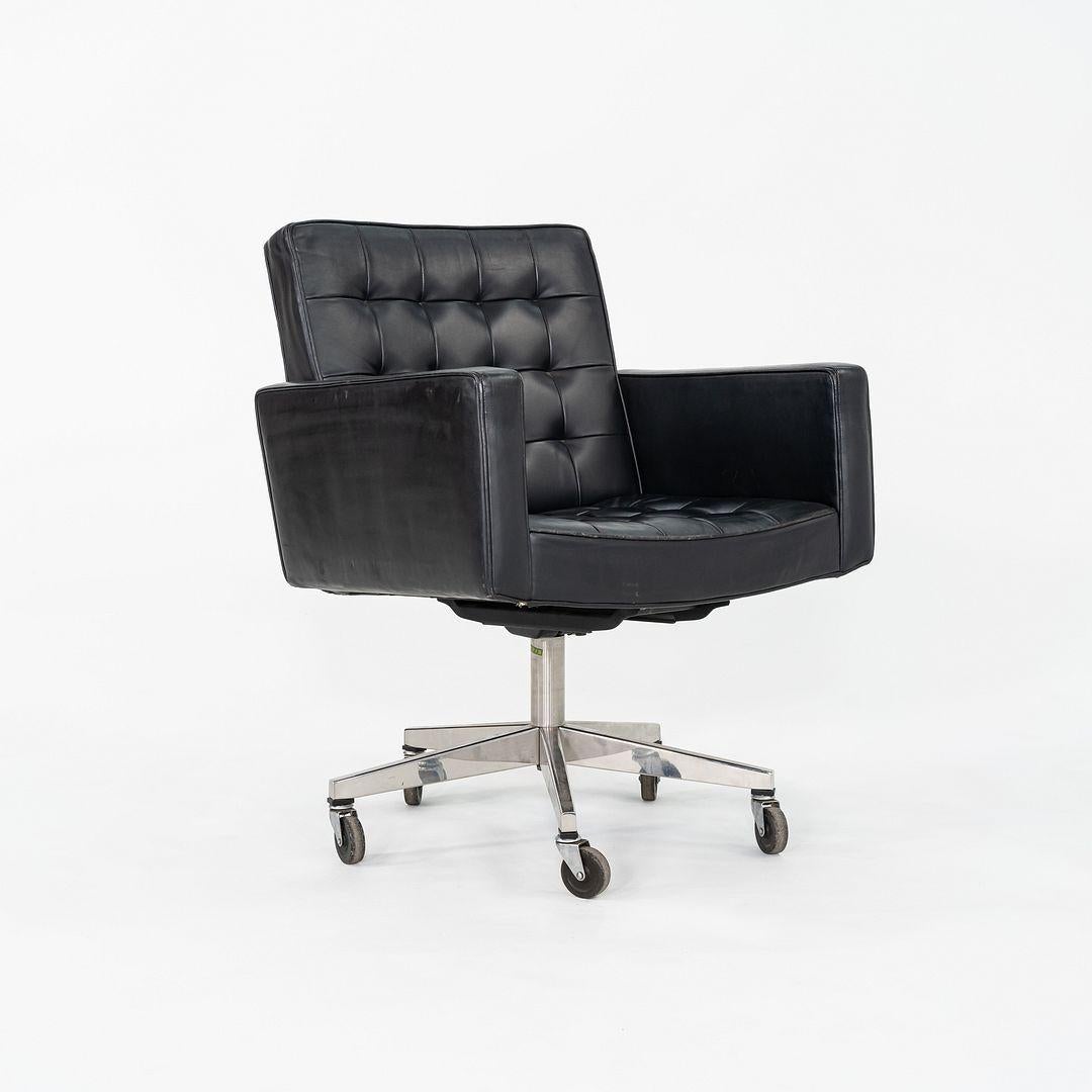 1971 Vincent Cafiero für Knoll Schwarzes Leder Rolling Desk Chair 4x erhältlich im Angebot 1