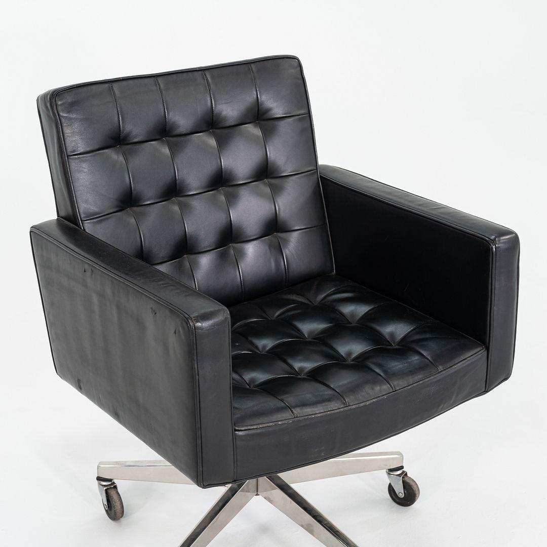 1971 Vincent Cafiero für Knoll Schwarzes Leder Rolling Desk Chair 4x erhältlich im Angebot 2